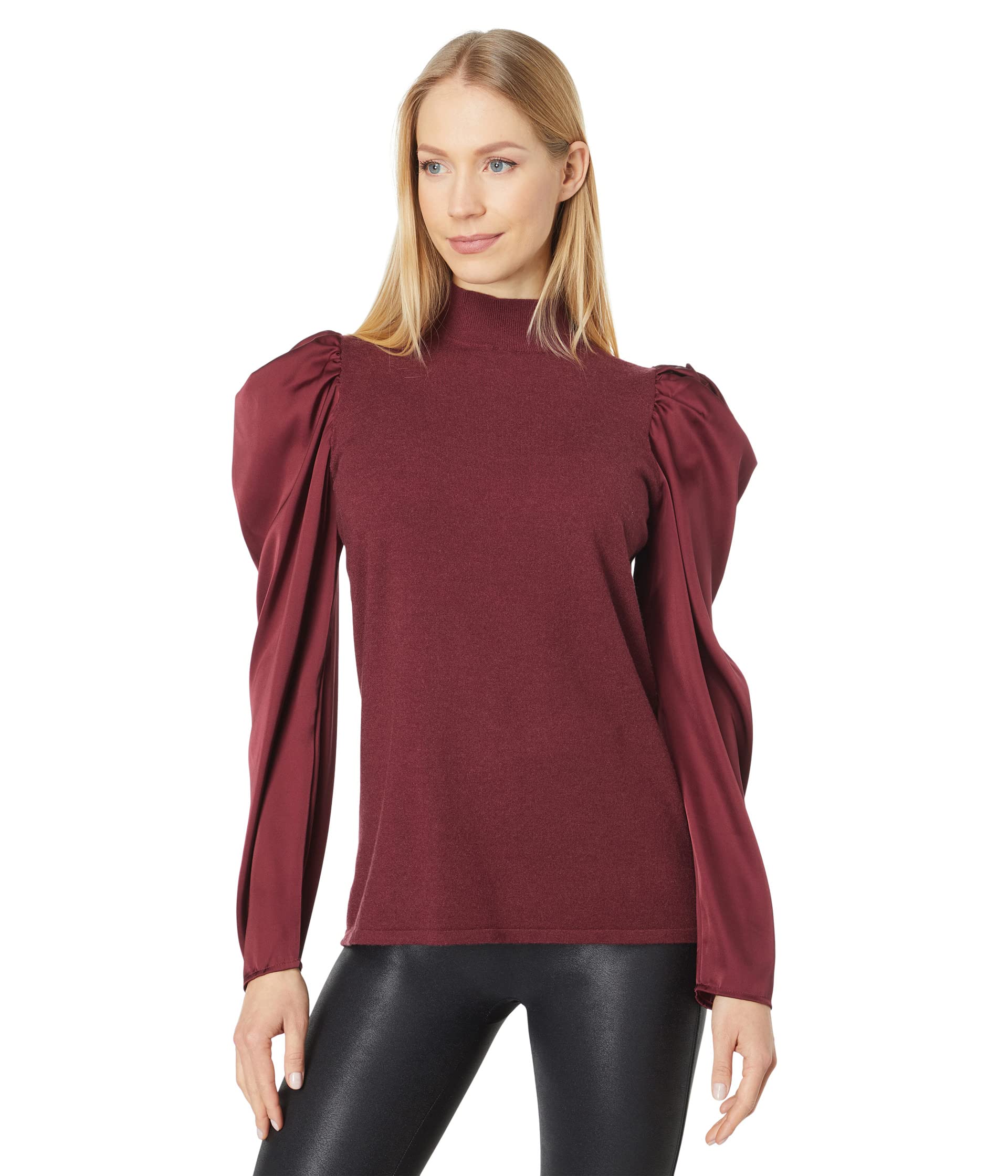 Женский Свитер H HALSTON Draped Long Sleeve Mock Neck Pullover H HALSTON