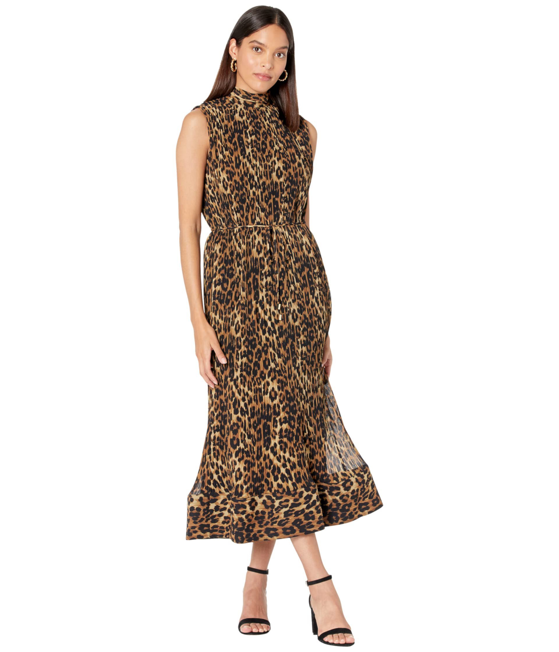 Meina Leopard Print Pleated Dress Milly