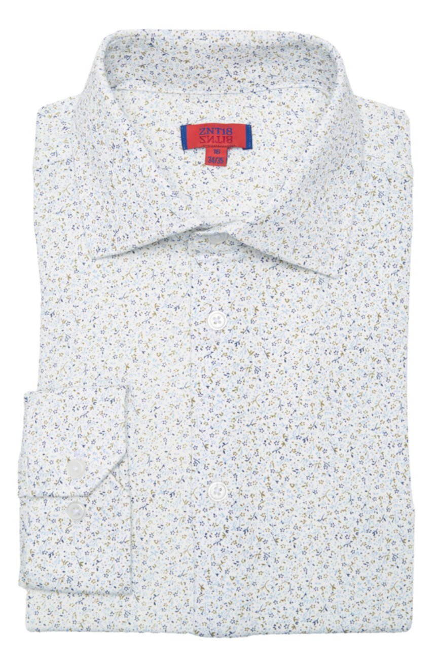 ZANETTI Трикотажная классическая рубашка на пуговицах с цветочным принтом спереди ZNT18