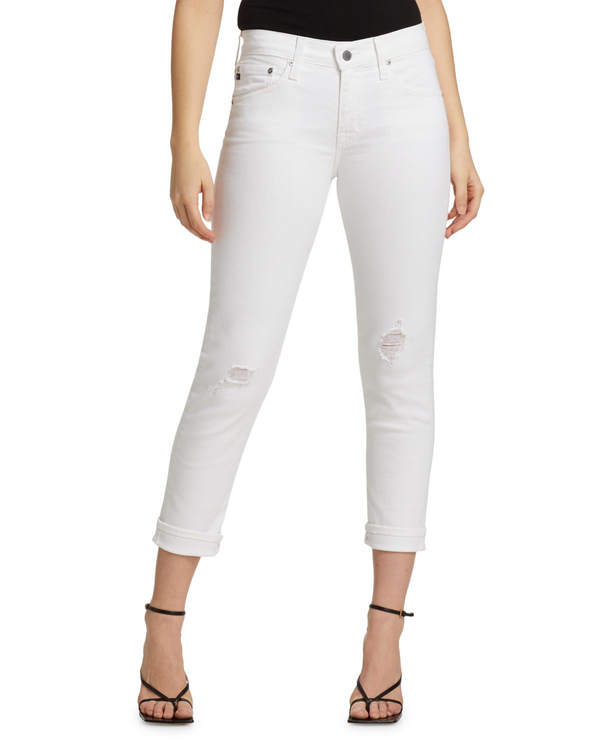 Узкие белые джинсы бывшего бойфренда AG Jeans