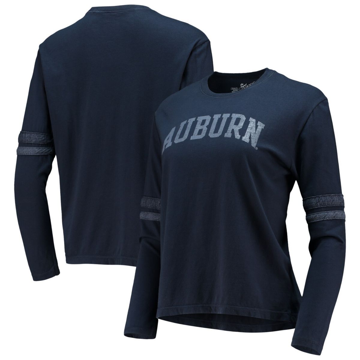 Женская оригинальная ретро-брендовая темно-синяя футболка Auburn Tigers Vault в винтажную полоску с длинным рукавом Unbranded