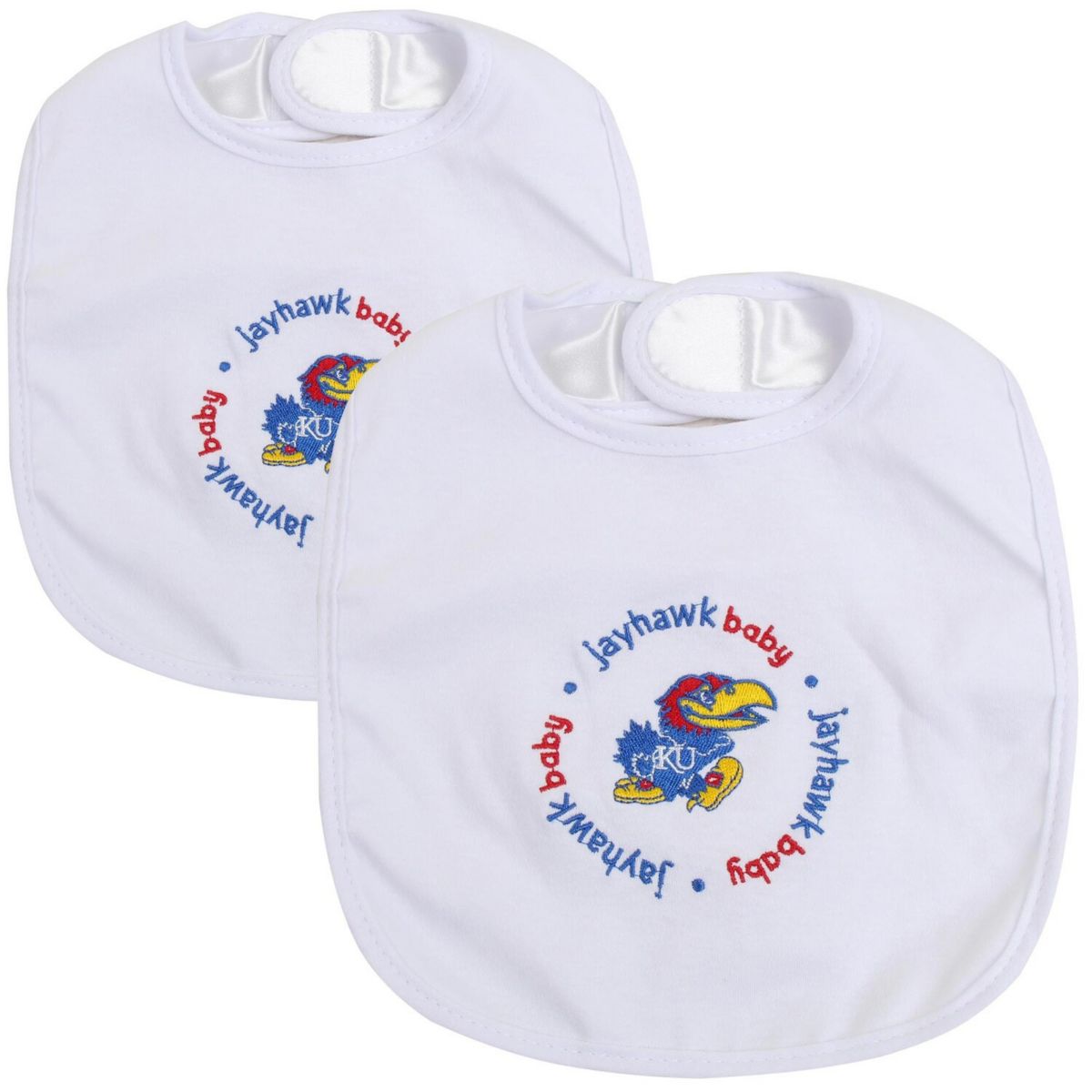 Infant Kansas Jayhawks White 2-Pack Baby Bibs Unbranded
