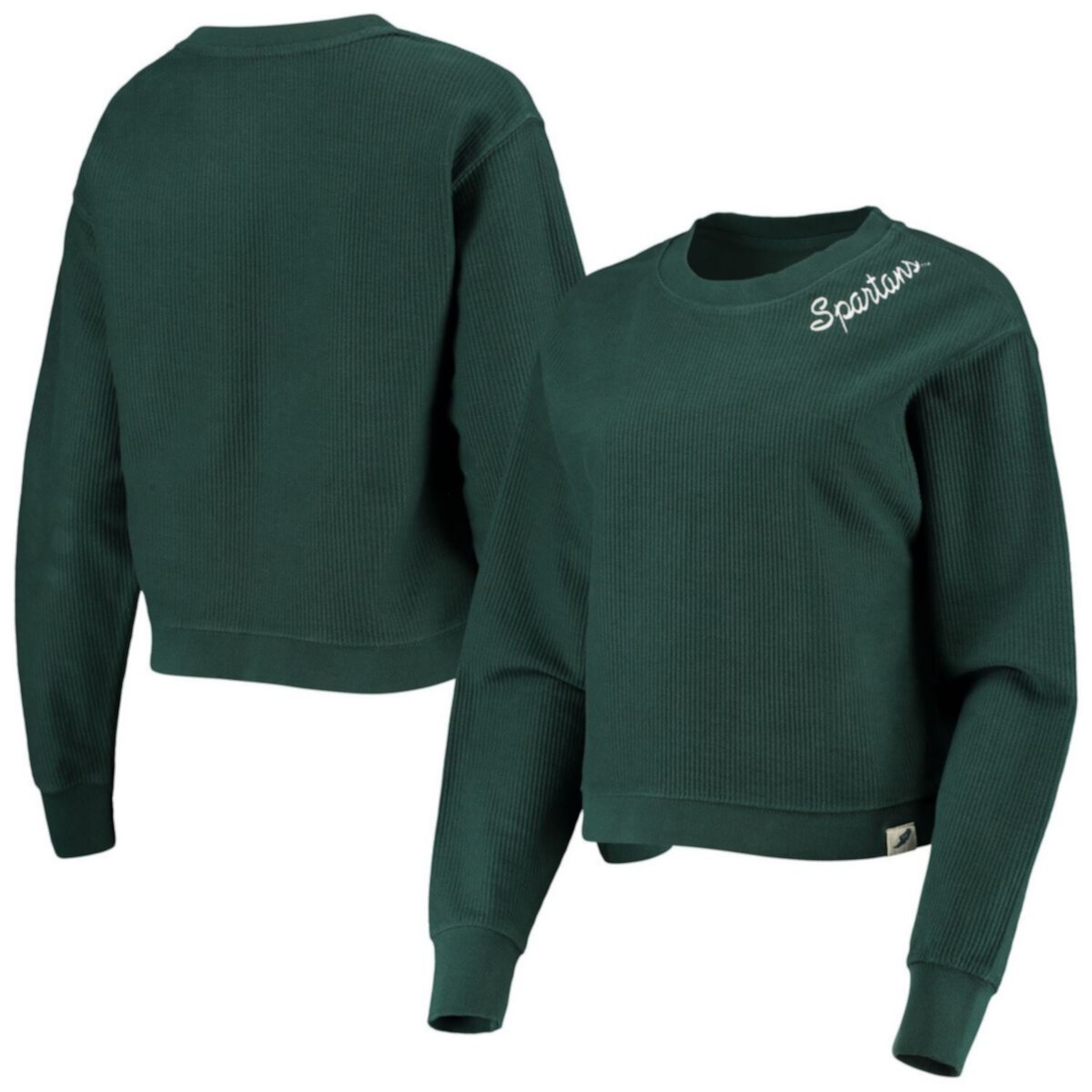 Женская Футболка League Collegiate Wear Зелёная Michigan State Spartans Кордатая Timber Кропнутая Толстовка League Collegiate Wear