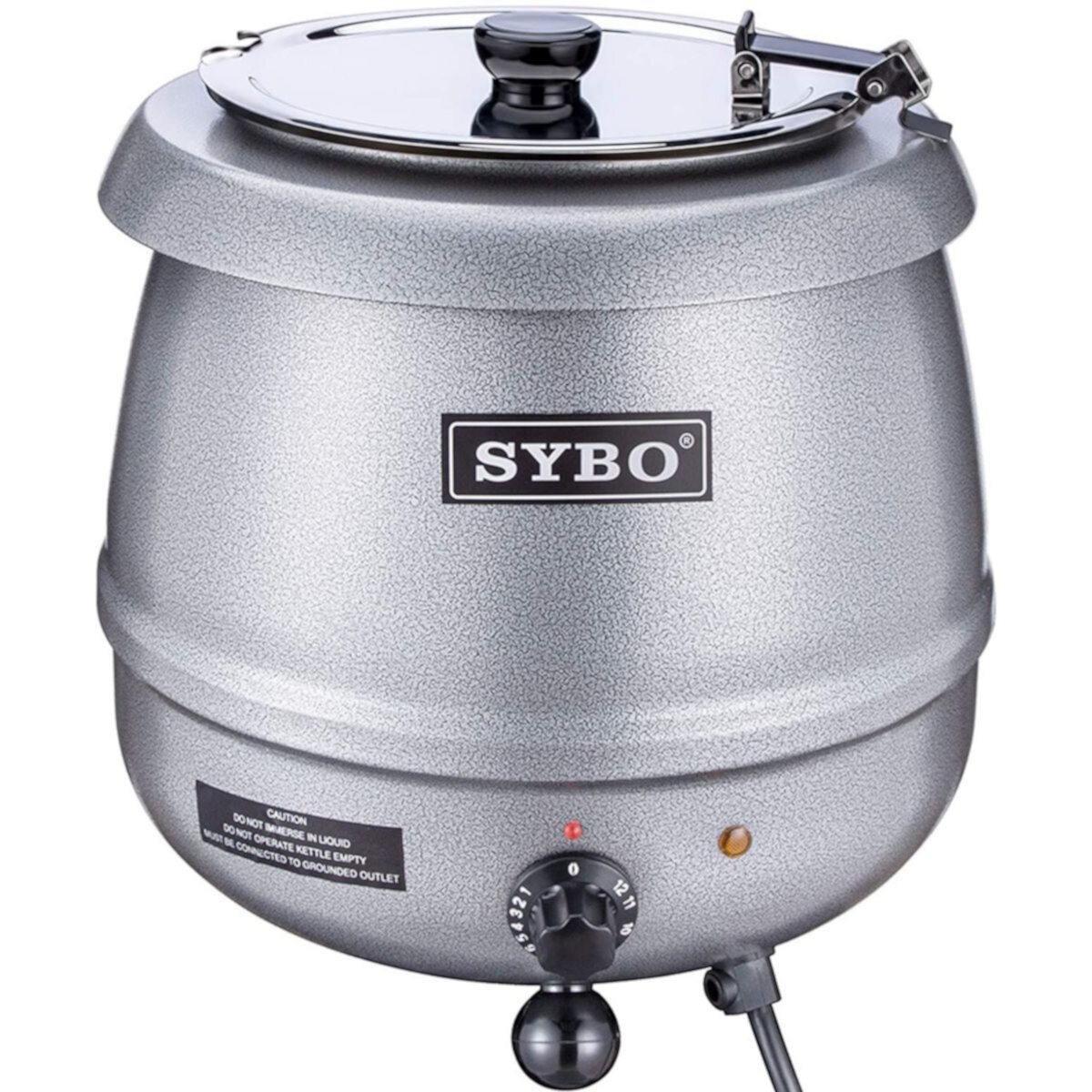 Sybo 10,5-квартовая электрическая кастрюля для подогрева супа, коммерческая мультиварка с откидной крышкой, серебристая Sybo