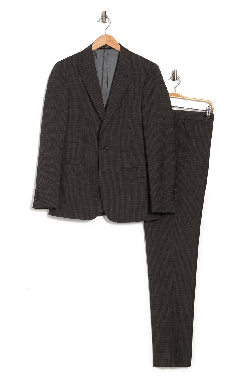 Темно-серый хлопковый костюм с двумя пуговицами и острыми лацканами Zanetti