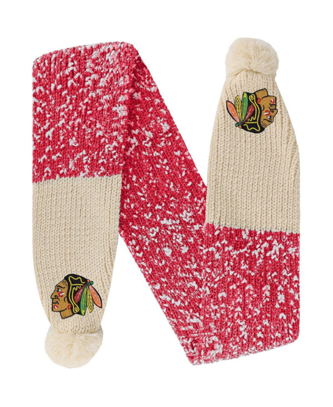 Длинный шарф FOCO Женский Chicago Blackhawks Confetti с помпоном FOCO