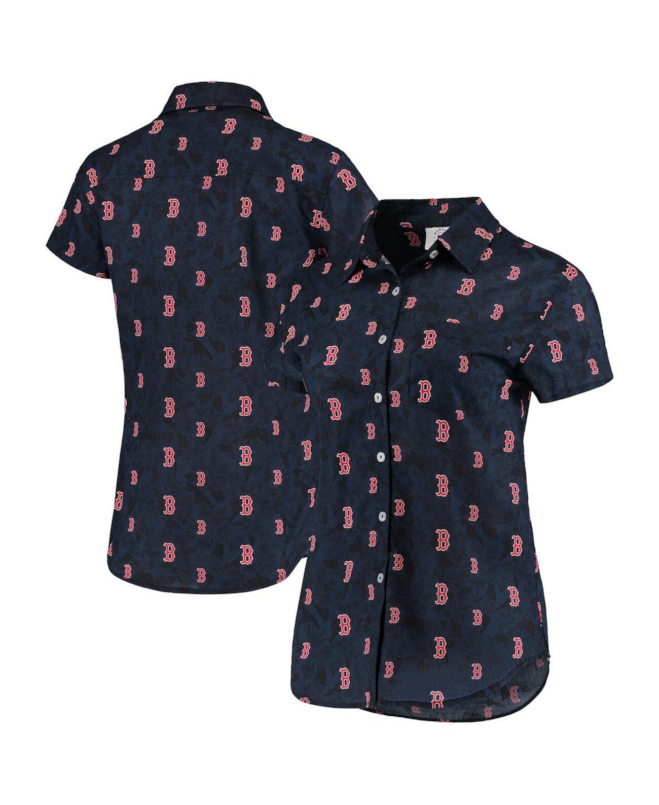 Женская темно-синяя рубашка Boston Red Sox с цветочным принтом на пуговицах FOCO
