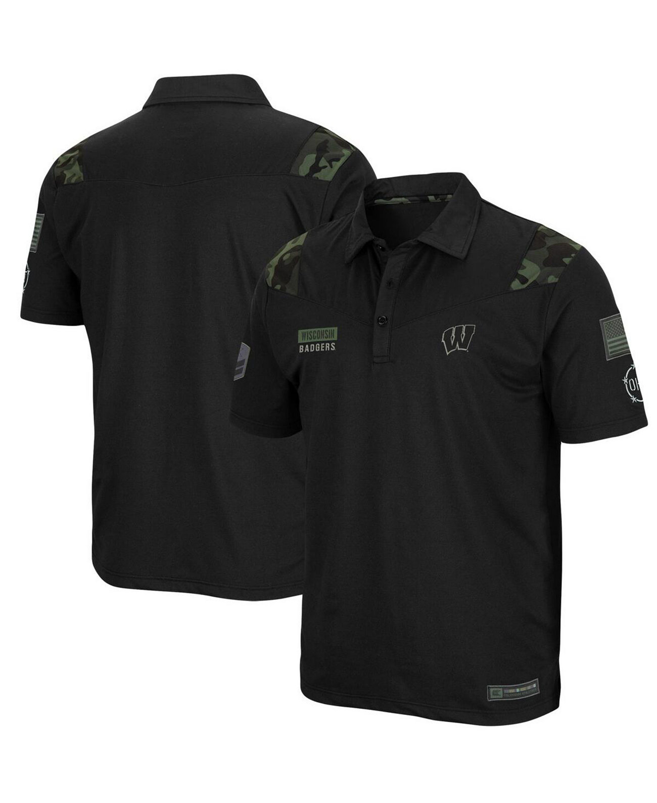 Мужская черная рубашка-поло Wisconsin Badgers OHT в стиле милитари Appreciation Sierra Polo Shirt Colosseum