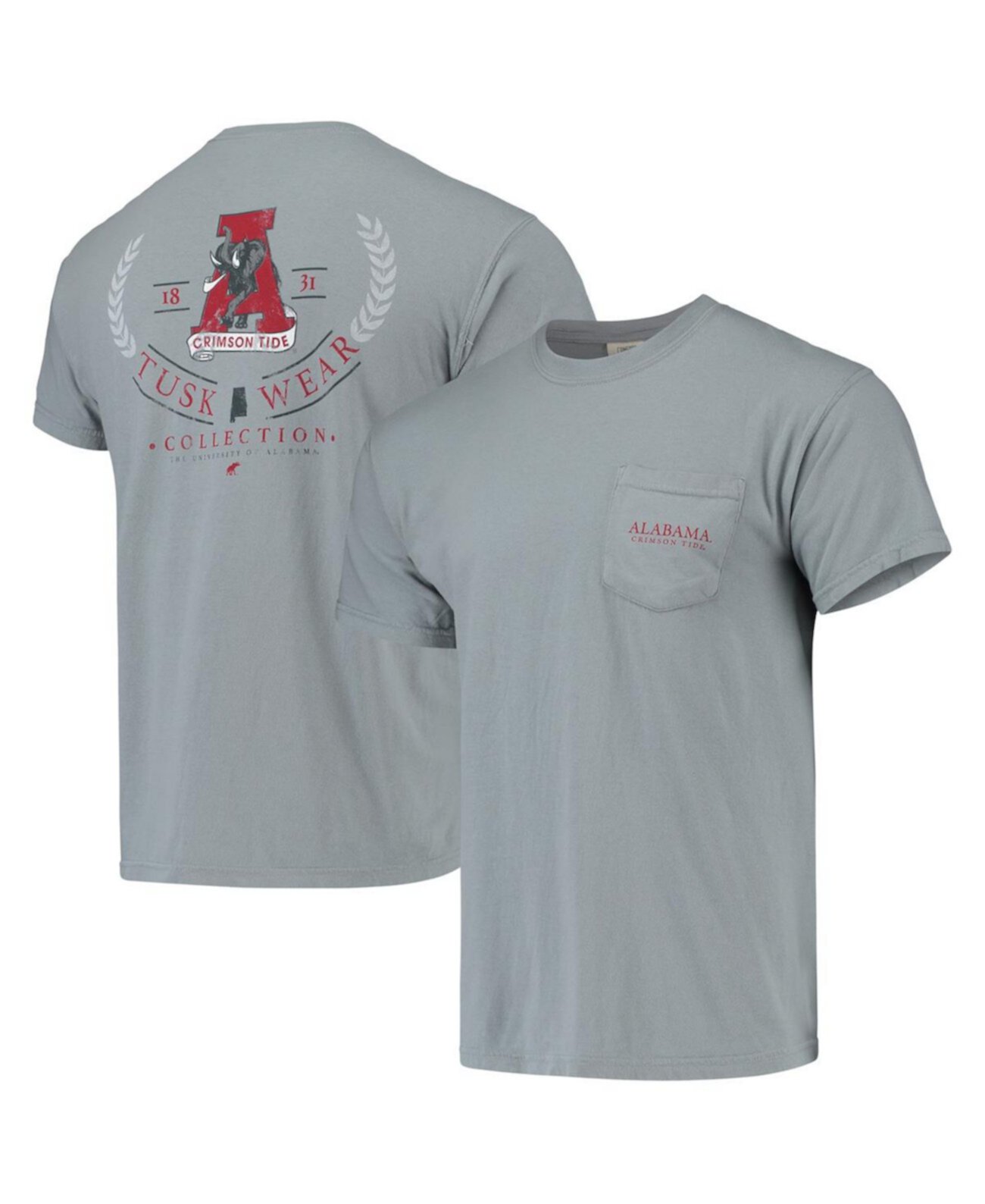 Мужская серая футболка Alabama Crimson Tide Logo Arch Comfort Colors Tuskwear