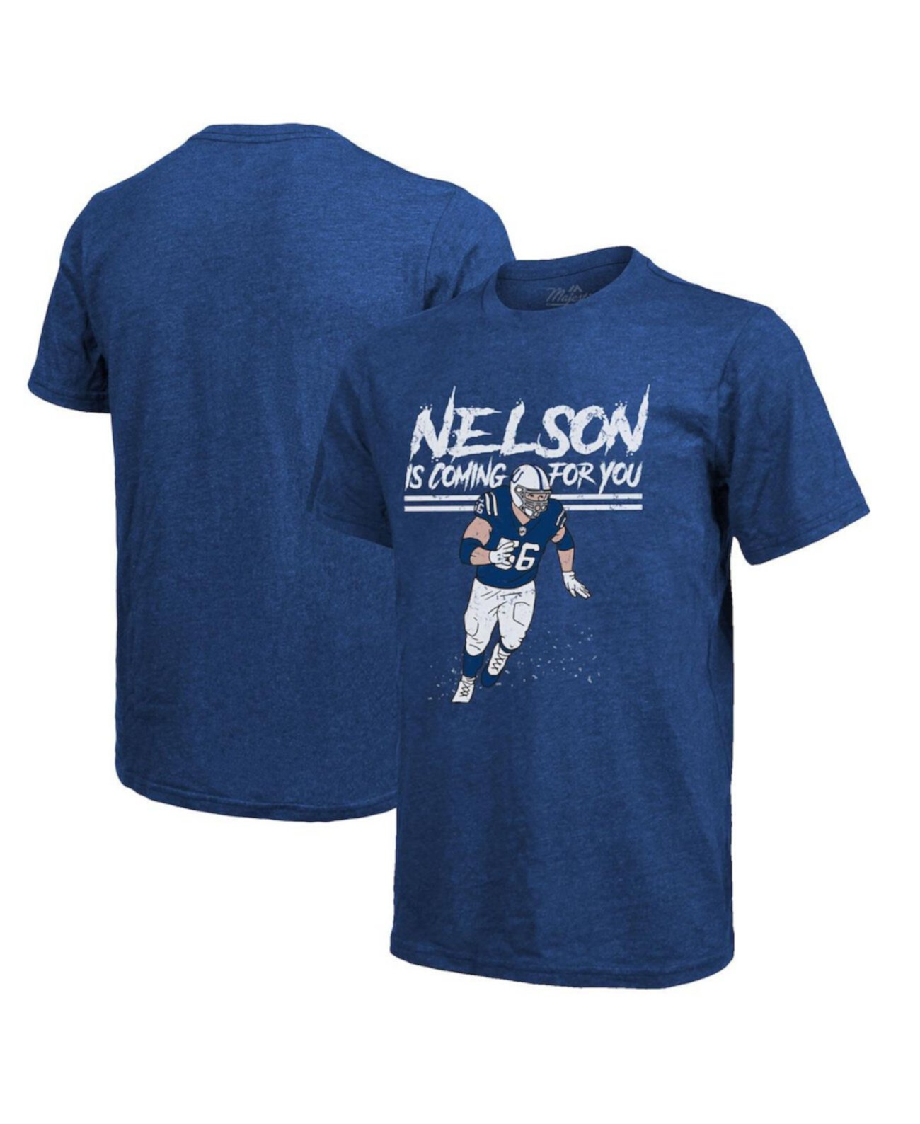 Мужская футболка с принтом Quenton Nelson Royal Indianapolis Colts Tri-Blend Player Majestic