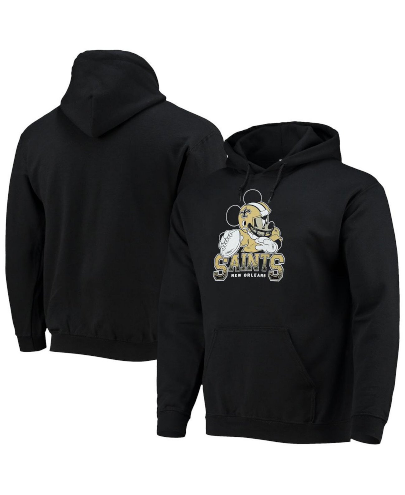 Мужская черная толстовка с капюшоном New Orleans Saints Disney Mickey Quarterback Pullover Junk Food