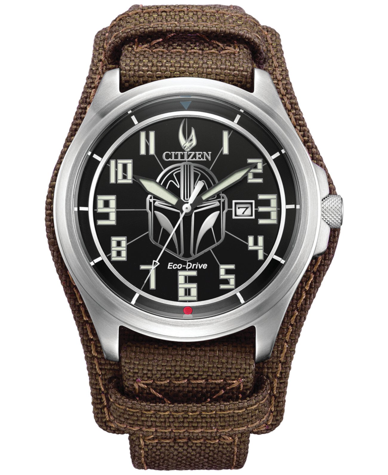 Мужские часы Eco-Drive The Mandalorian с коричневым кожаным ремешком 44 мм Citizen