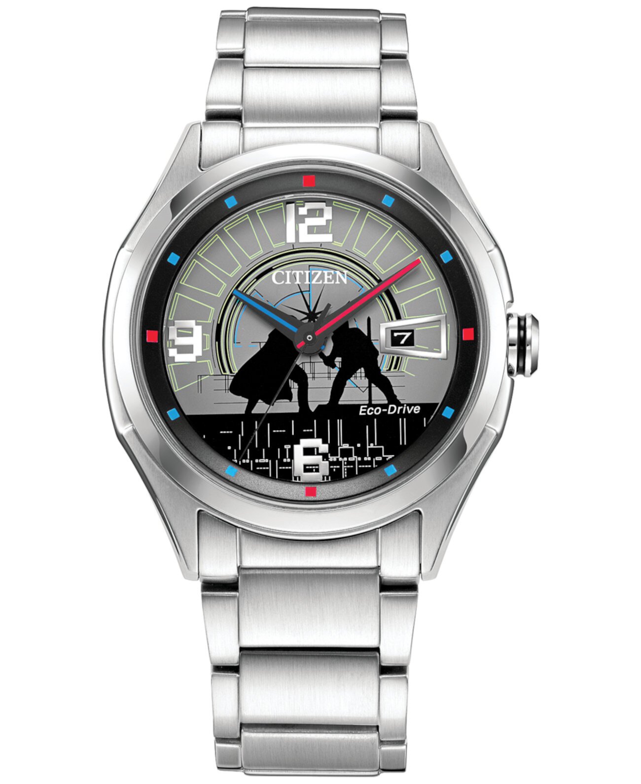 Мужские часы Eco-Drive Luke & Vader Duel с серебристым браслетом из нержавеющей стали 41 мм Citizen