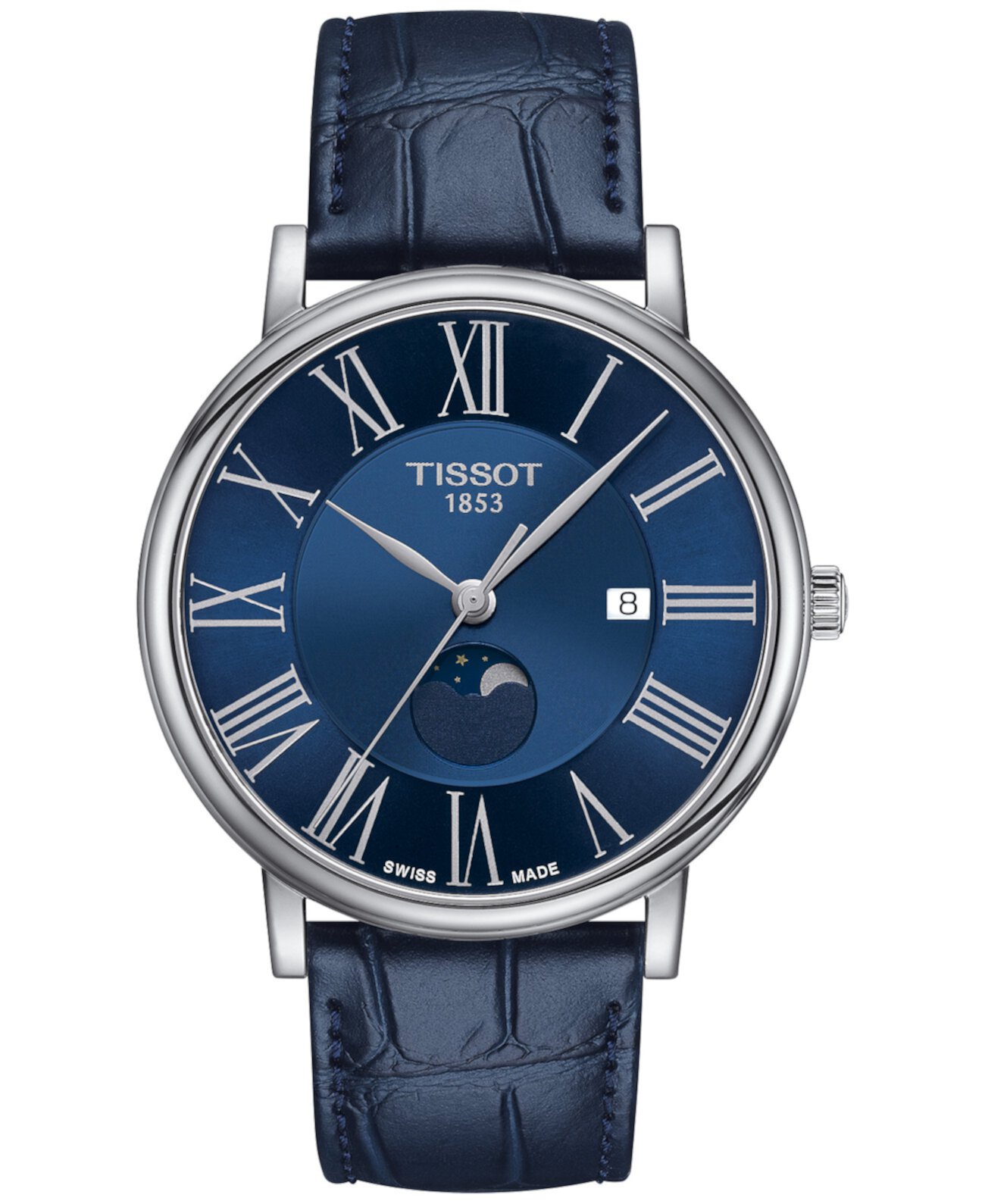 Мужские часы Carson Premium Gent Moonphase с синим кожаным ремешком 40 мм Tissot