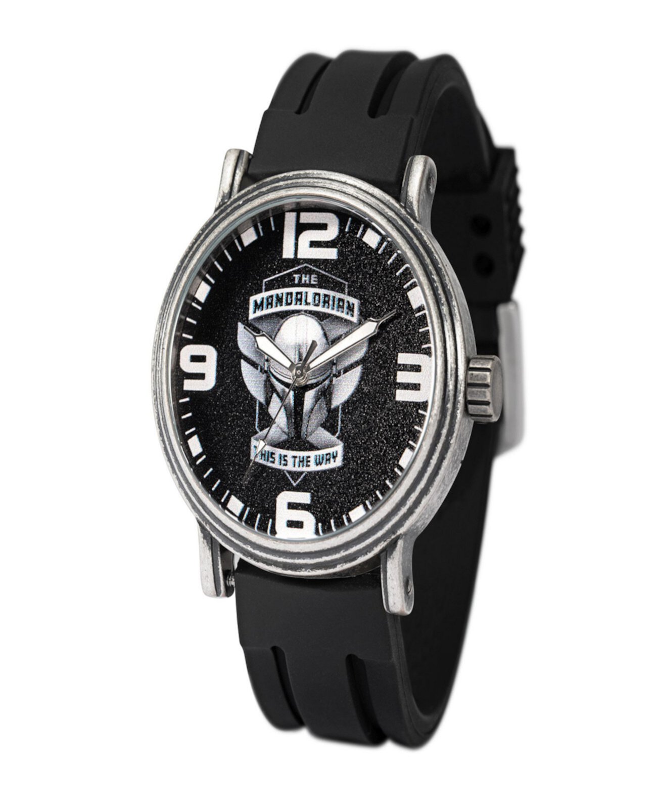 Мужские часы Disney Star Wars Mandalorian, винтажные часы из сплава с черным каучуковым ремешком, 44 мм Ewatchfactory