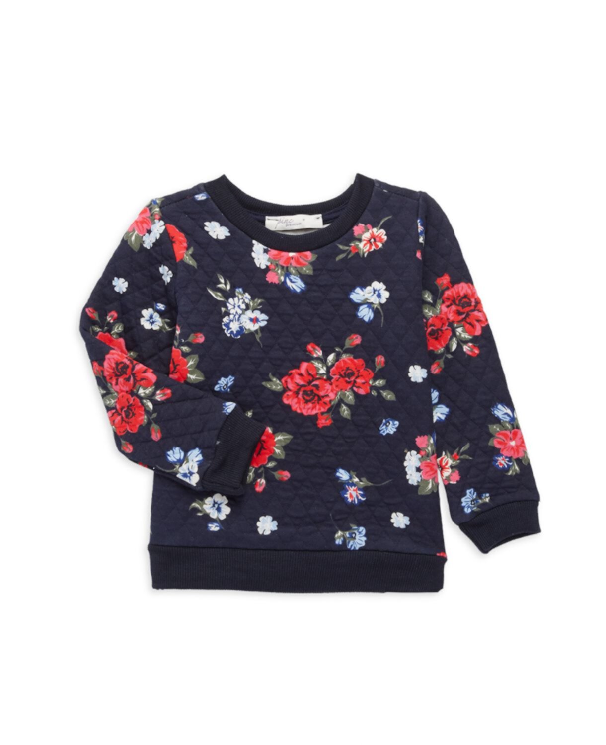 Стеганый свитер с цветочным принтом для маленькой девочки Pinc Premium