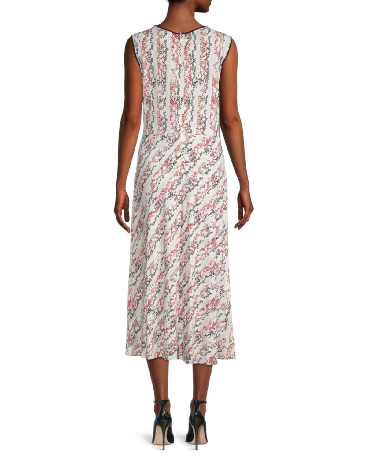 Платье-миди без рукавов с абстрактным принтом DKNY