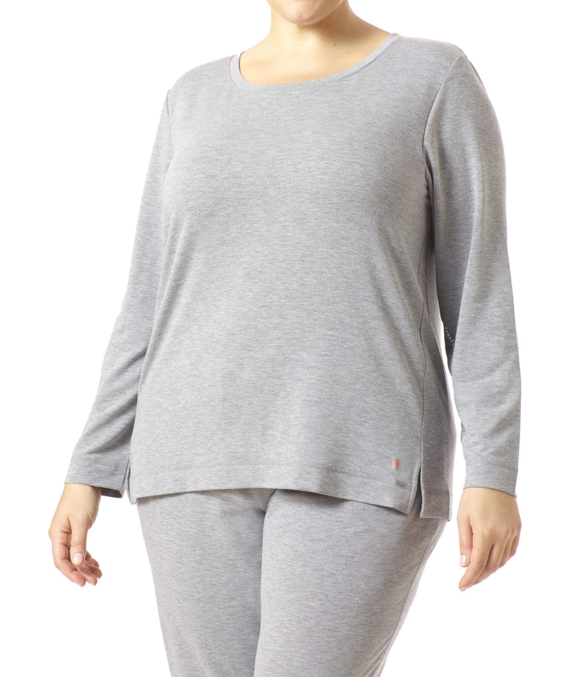 Plus Size Solid Long Sleeve Lounge Tee Hue