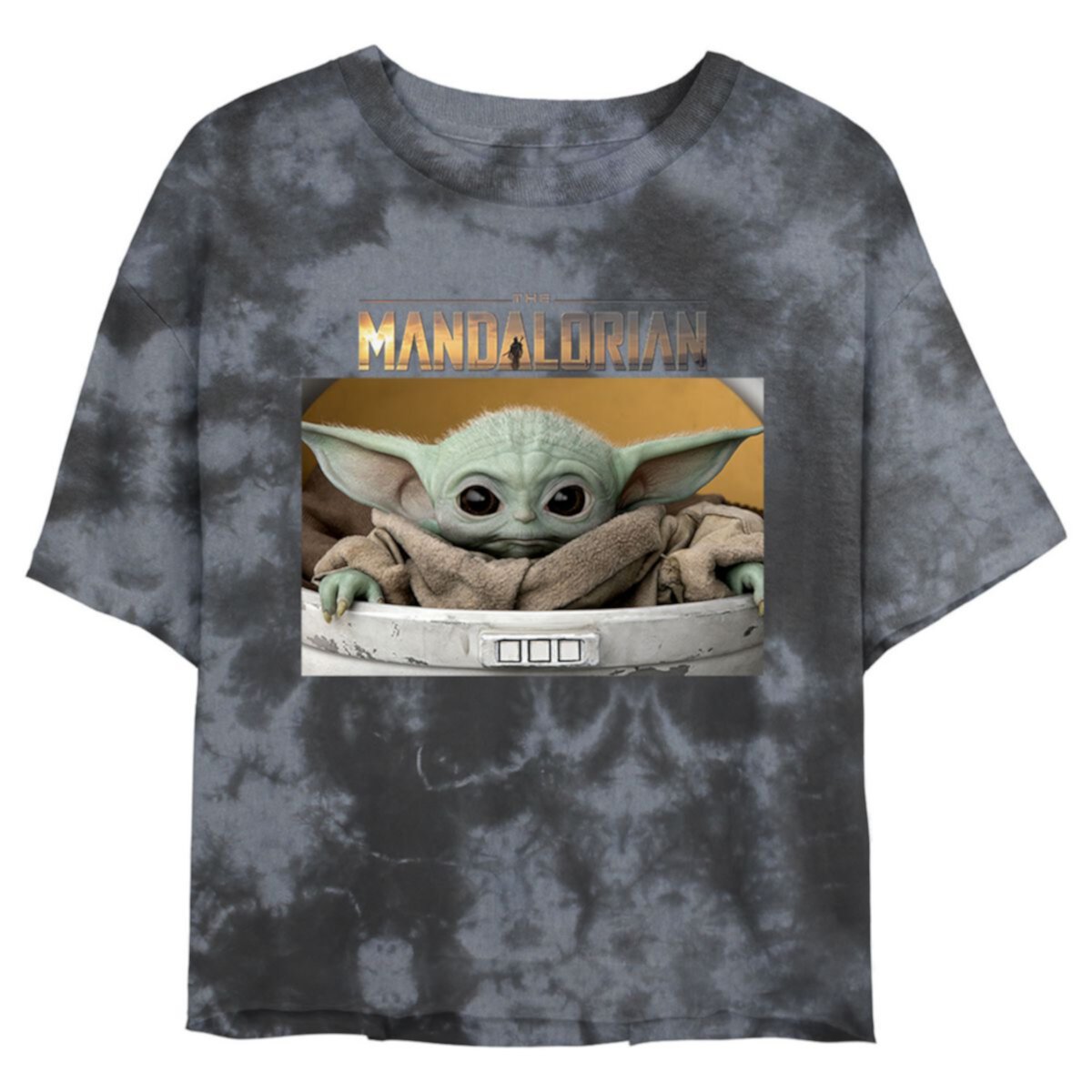 Детская укороченная футболка Star Wars: The Mandalorian The Child Big Eyes Portrait Logo Wash Star Wars