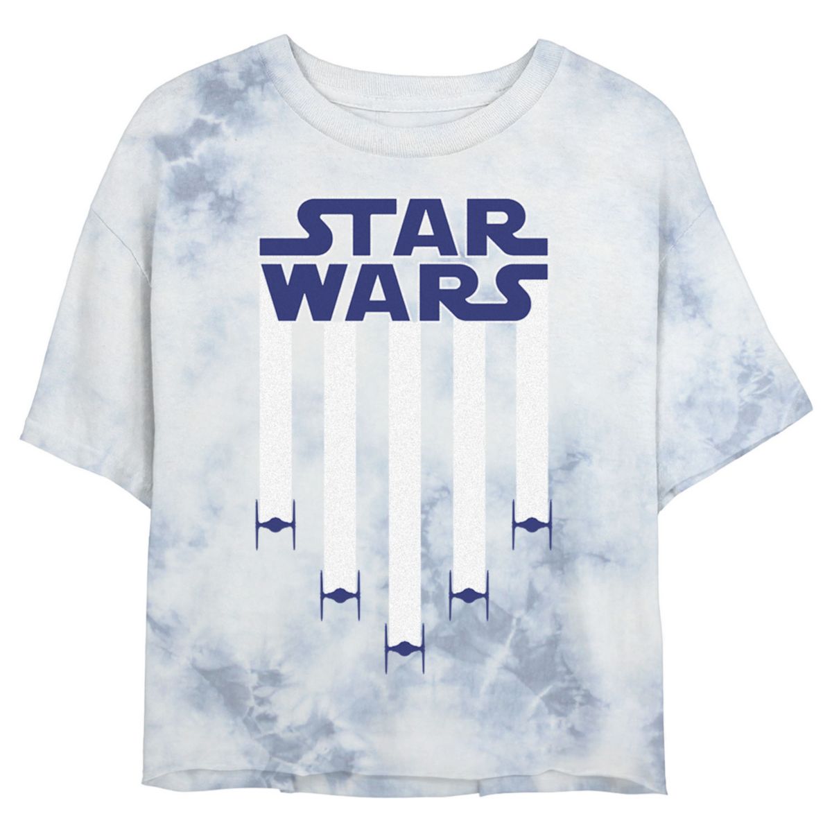 Juniors' Star Wars: Fighter Jets Star Bangled Banner July 4th Wash Graphic Crop Tee Star Wars