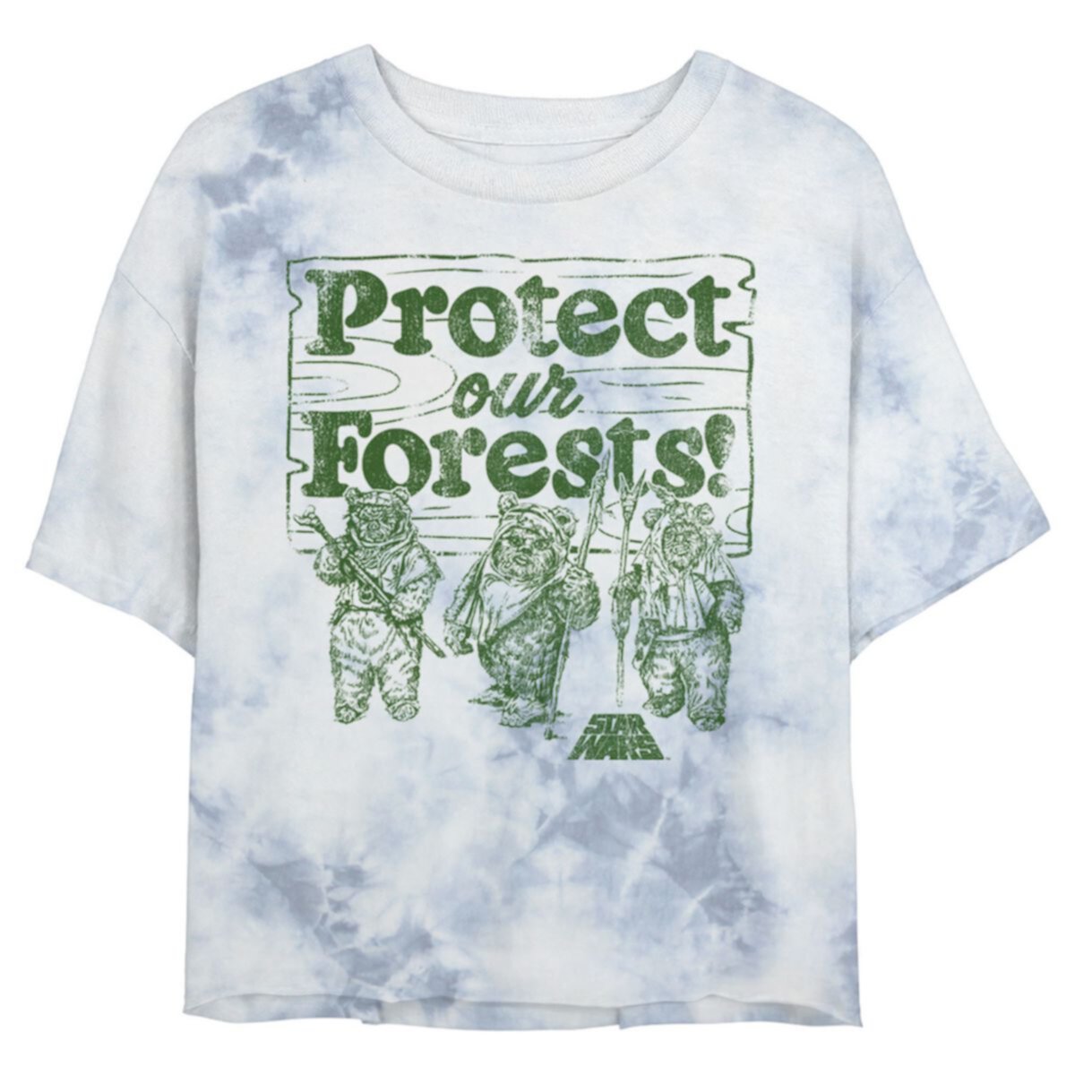 Детская укороченная футболка с графическим рисунком «Звездные войны: эвоки защищают наши леса» Star Wars