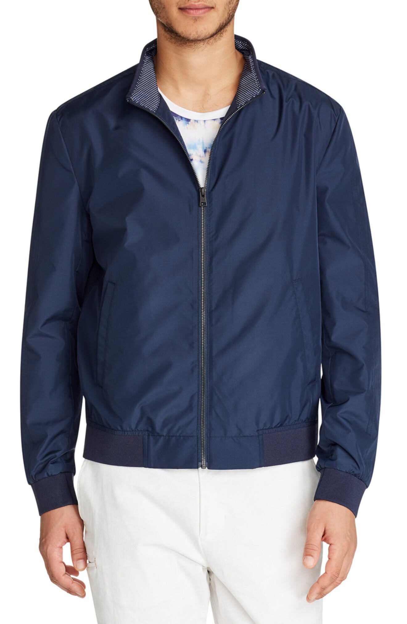 Двусторонняя водостойкая куртка-бомбер темно-синего цвета из цельного гибрида Tallia