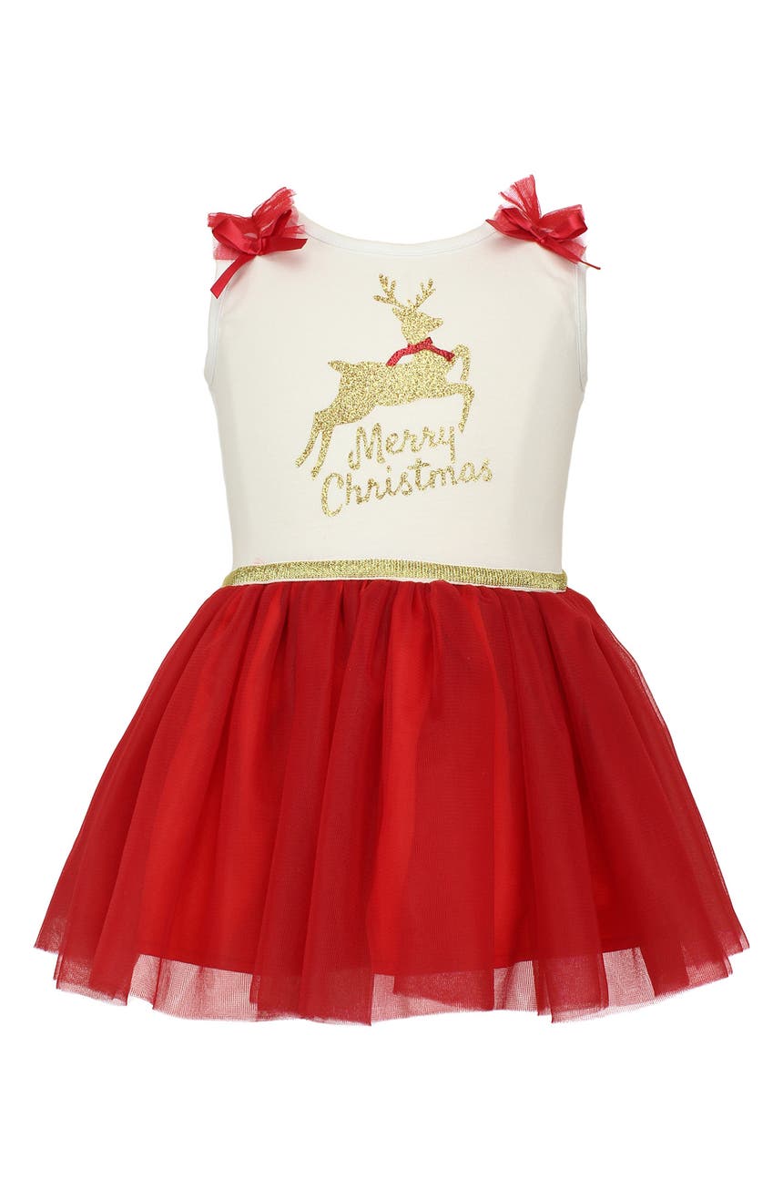 Merry Christmas Reindeer Tulle Dress Popatu