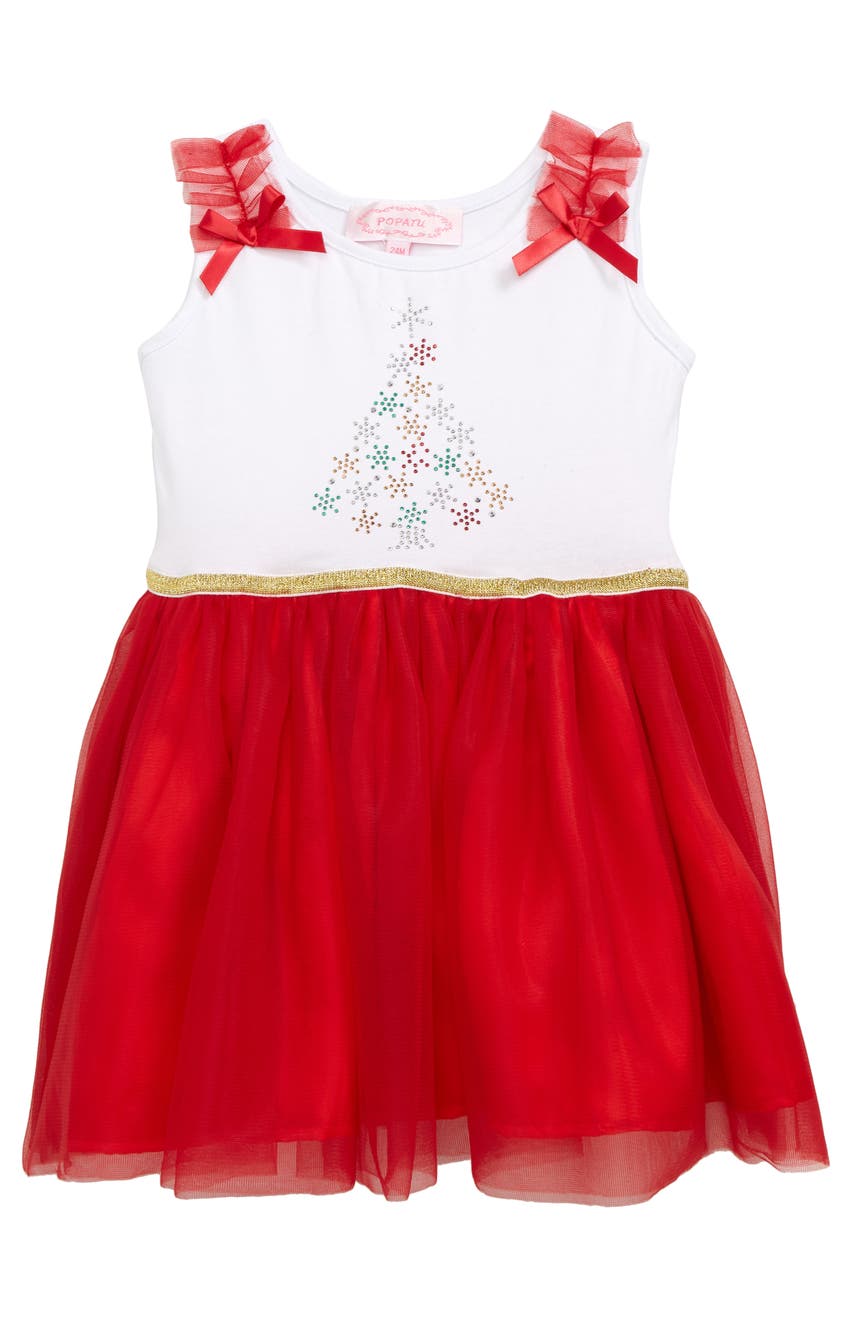 Embellished Christmas Tree Tulle Dress Popatu