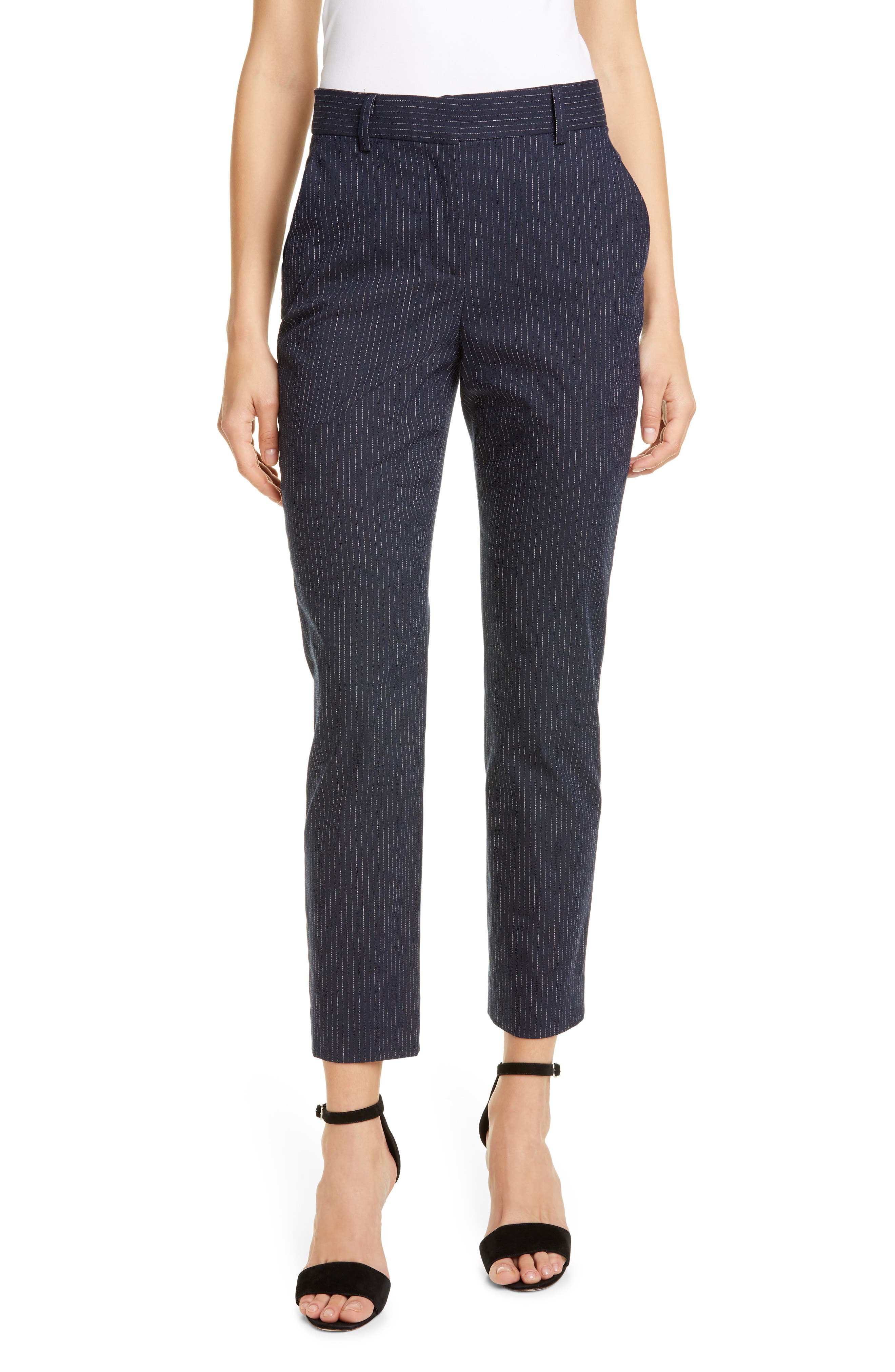 Pinstripe Linen Blend Trousers TAILORED BY REBECCA TAYLOR