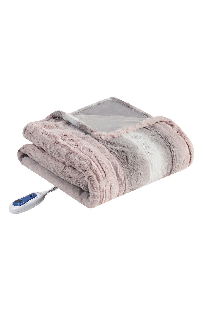 Heated Faux Fur Throw Blanket Beautyrest