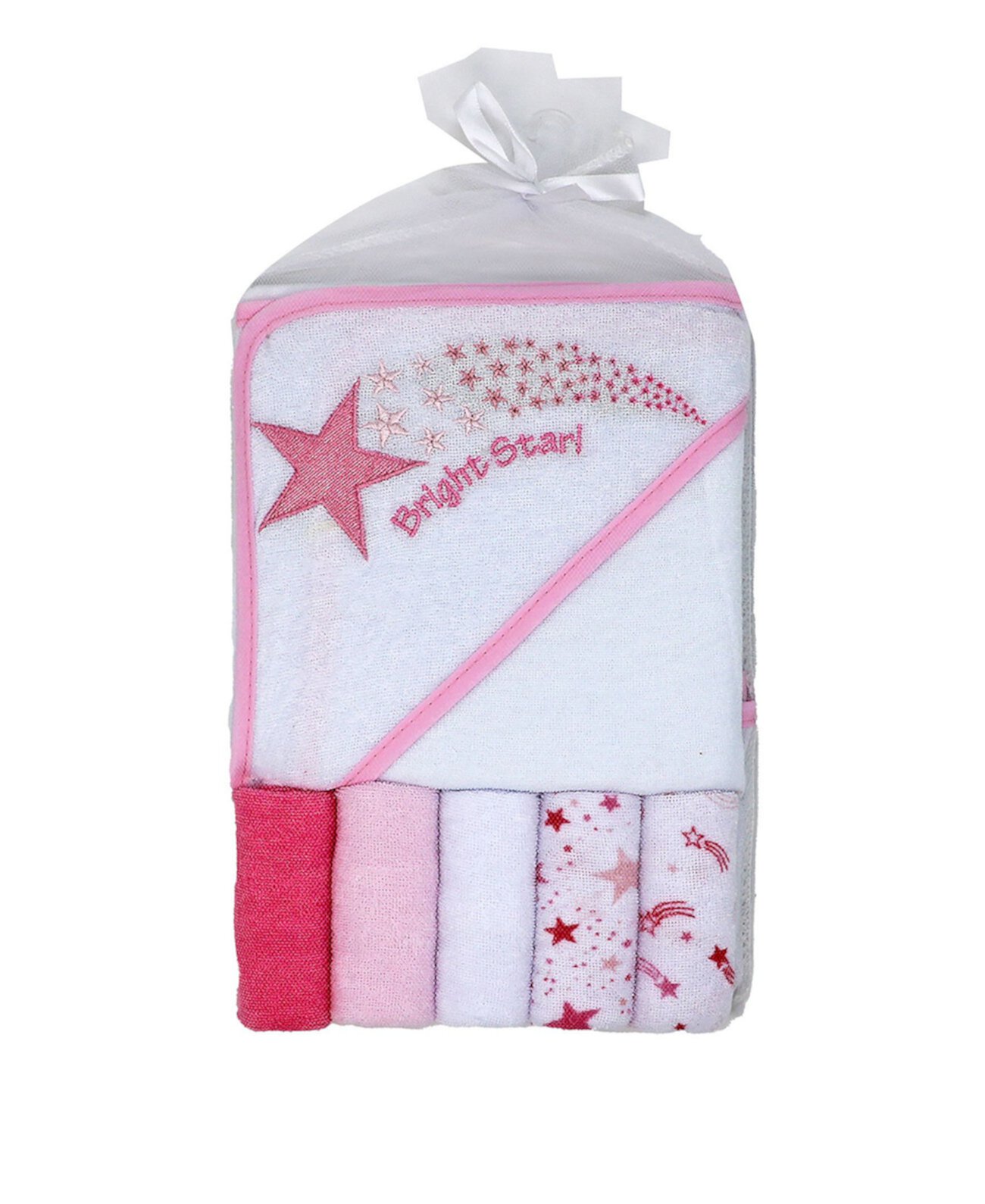 Банное полотенце и мочалка для новорожденных девочек, набор из 6 предметов Amor Bebe