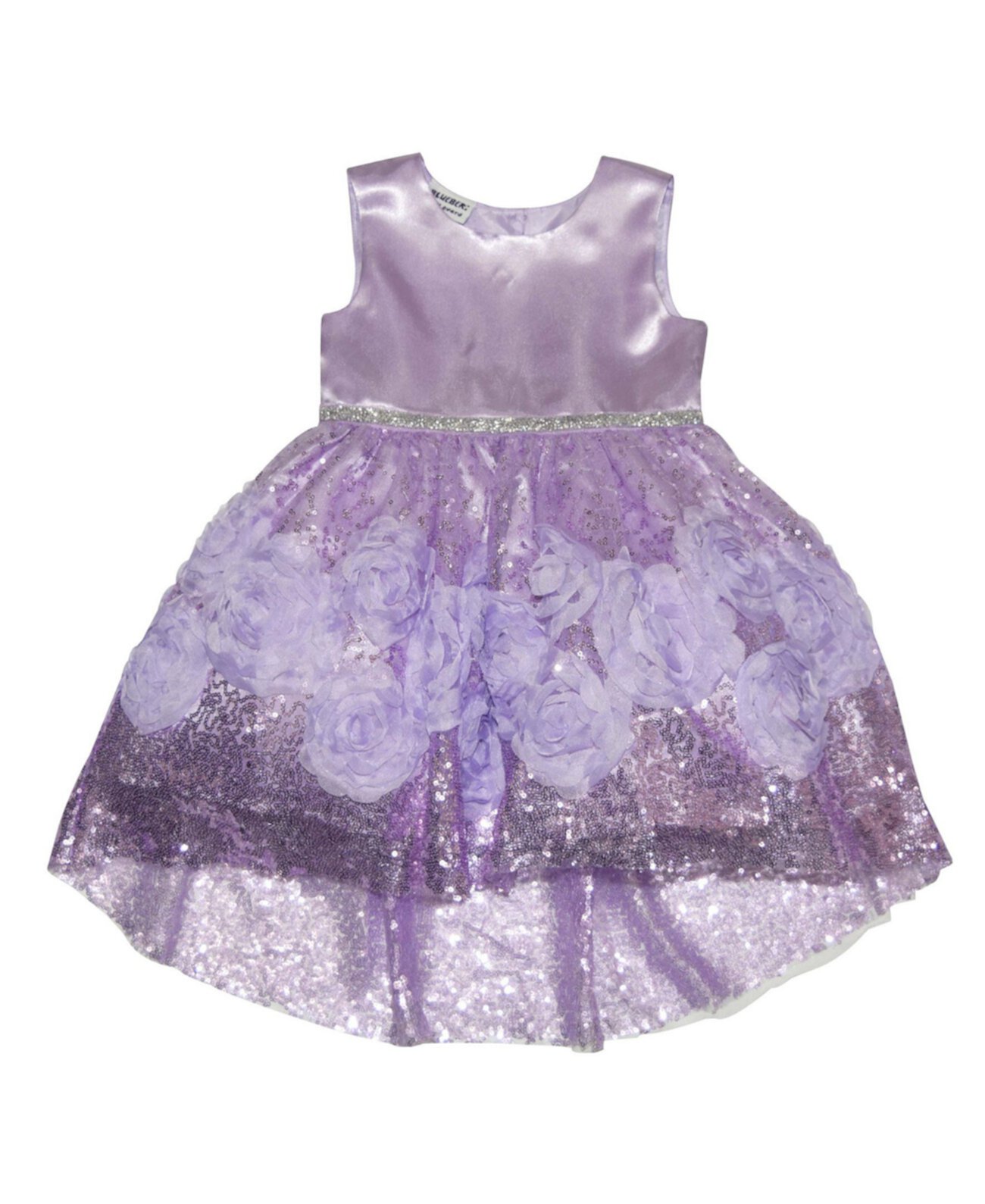 Атласное платье с блестками и розочками для маленьких девочек Blueberi Boulevard