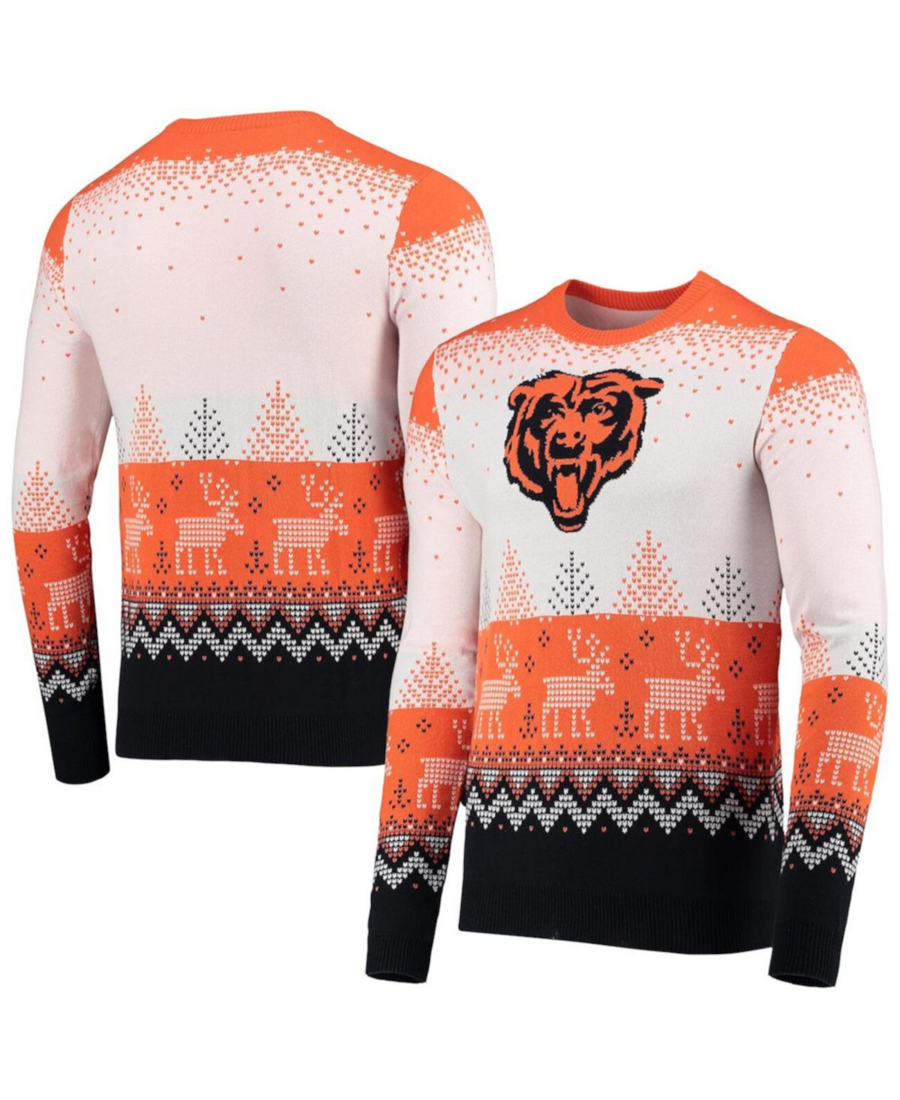 Мужской белый вязаный свитер с большим логотипом Chicago Bears Ugly Pullover Sweater FOCO