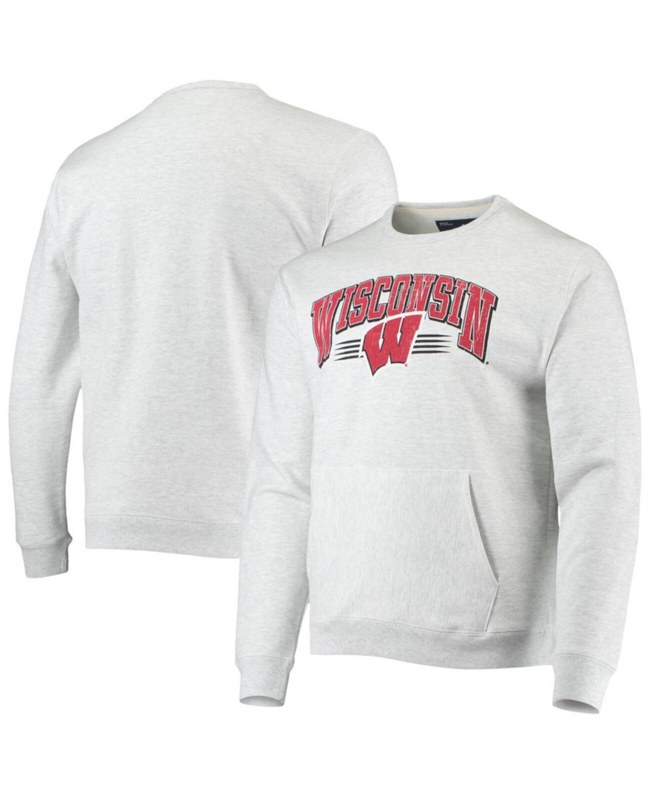 Мужская серая толстовка Wisconsin Badgers с карманом для старшеклассников League Collegiate Wear
