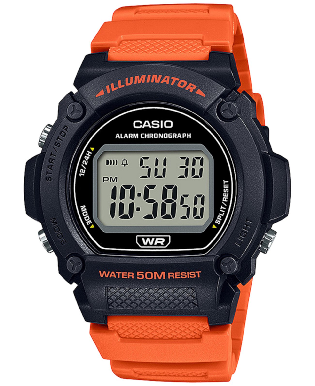 Мужские цифровые оранжевые цифровые часы из смолы 47 мм Casio