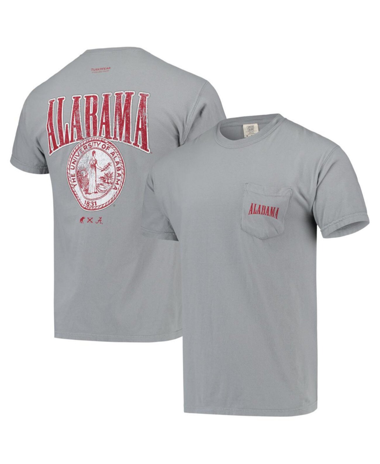 Мужская серая футболка Alabama Crimson Tide Vintage-Like Crest Arch Comfort Colours Tuskwear