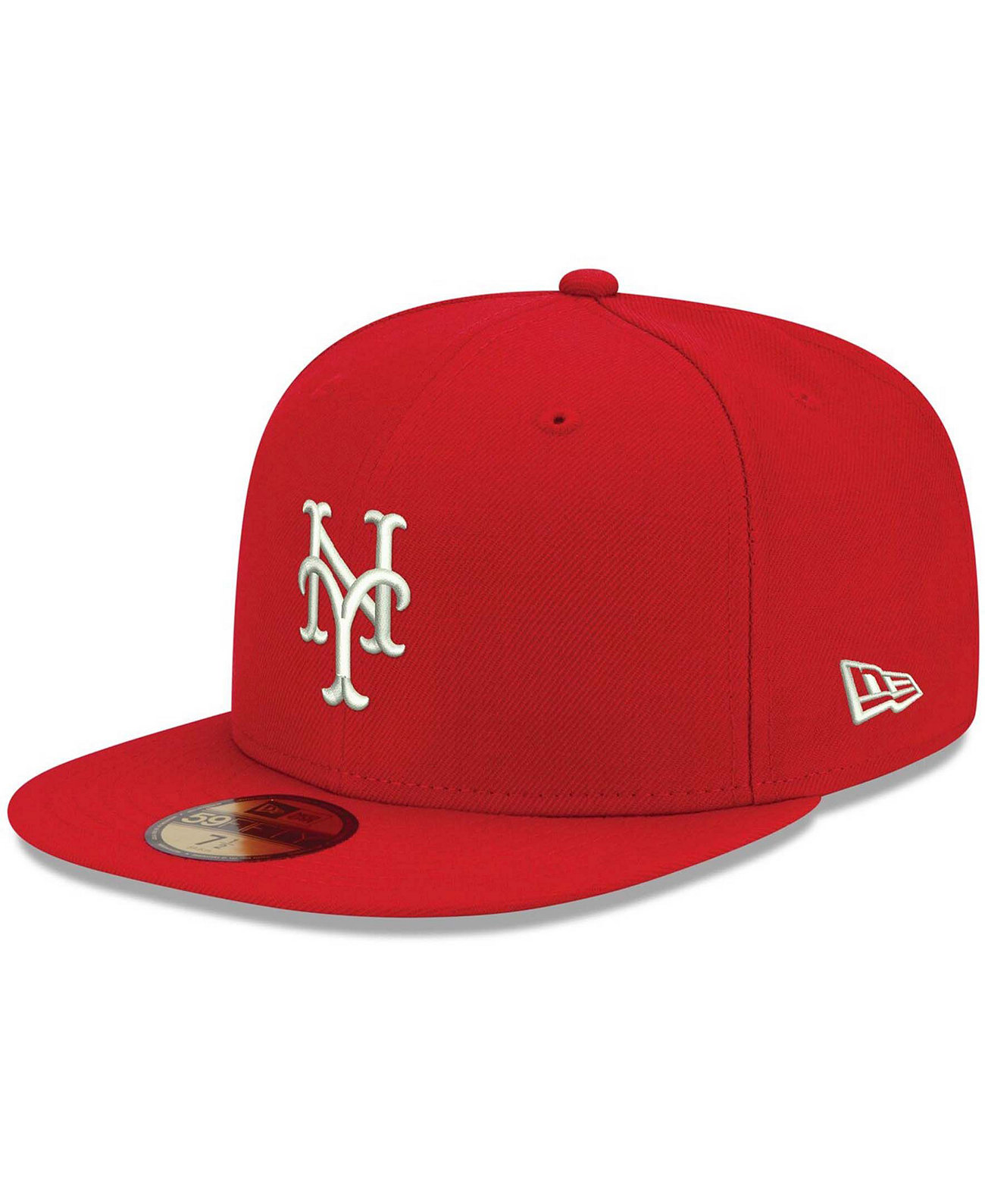 Мужская красная приталенная кепка New York Mets Logo White 59FIFTY New Era