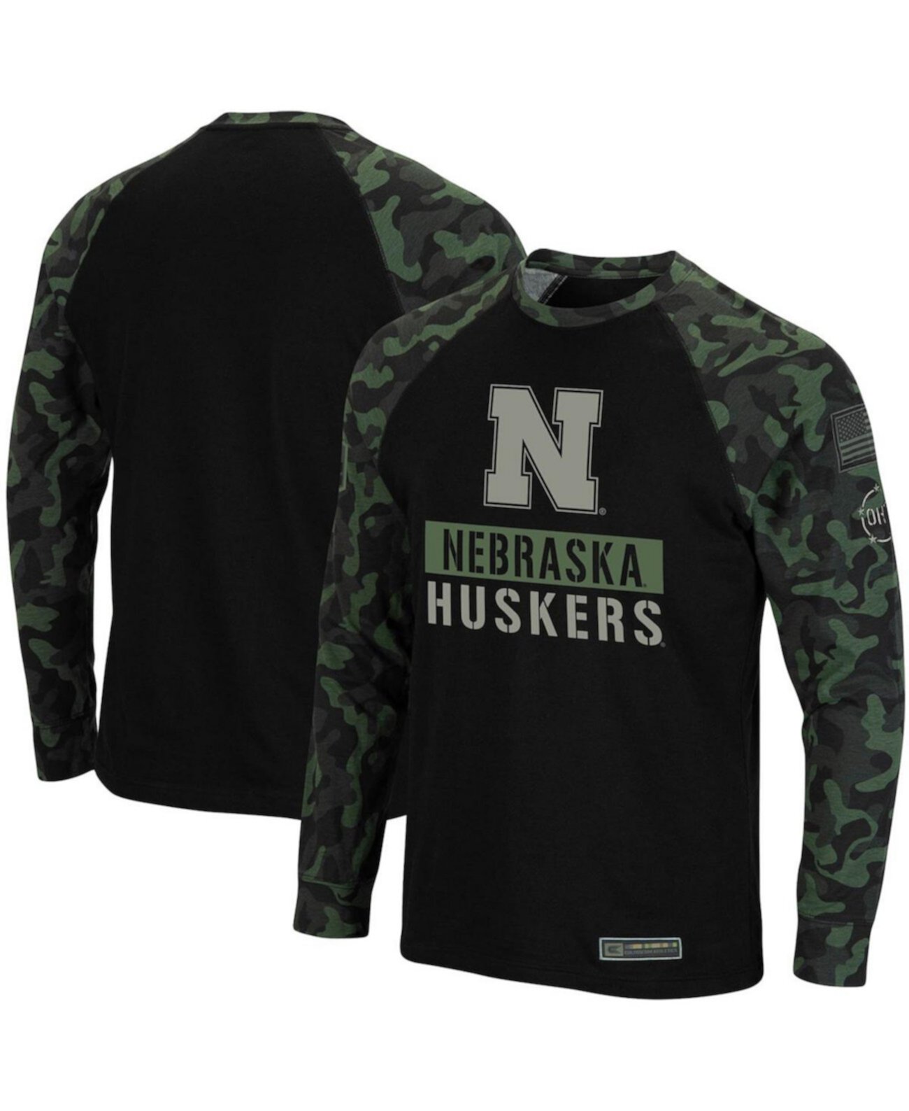 Мужская Джерси Colosseum Nebraska Huskers OHT Военная Откровенность Размеры Большие и Длинные Раглан С Длинным Рукавом Colosseum