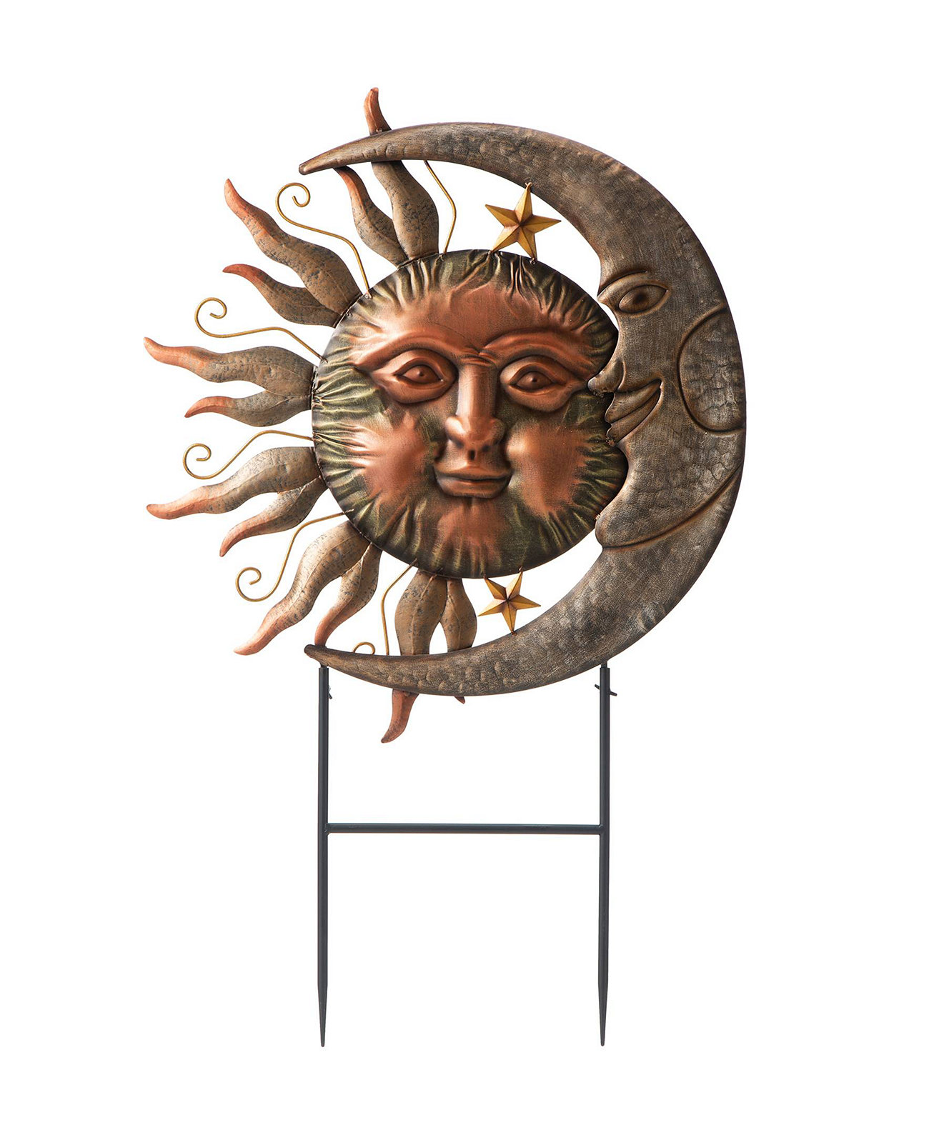 36,25-дюймовый колышек для двора или настенный декор «Солнце и Луна» Glitzhome