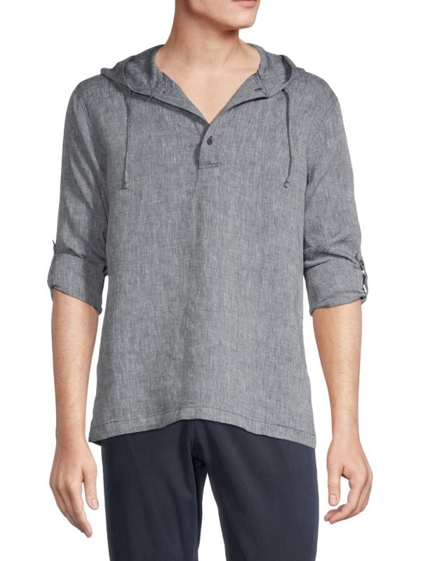 Худи Henley из 100% льна с капюшоном и длинными рукавами от Saks Fifth Avenue Saks Fifth Avenue