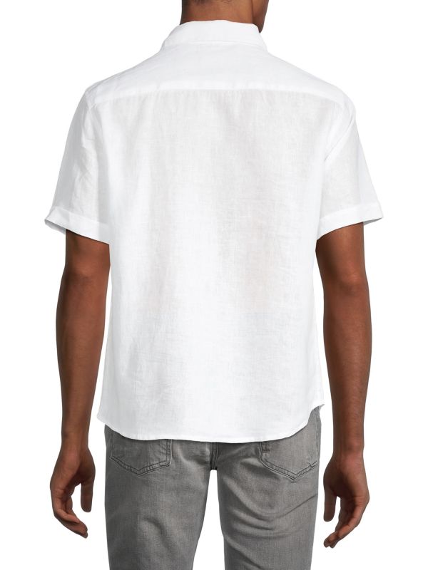 Льняная рубашка с короткими рукавами Saks Fifth Avenue