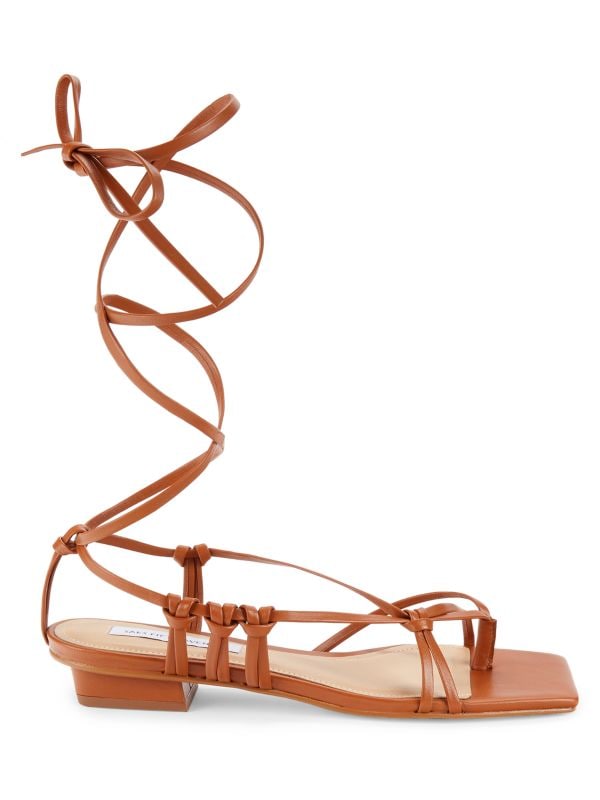 Кожаные сандалии с завязками на щиколотках Saks Fifth Avenue