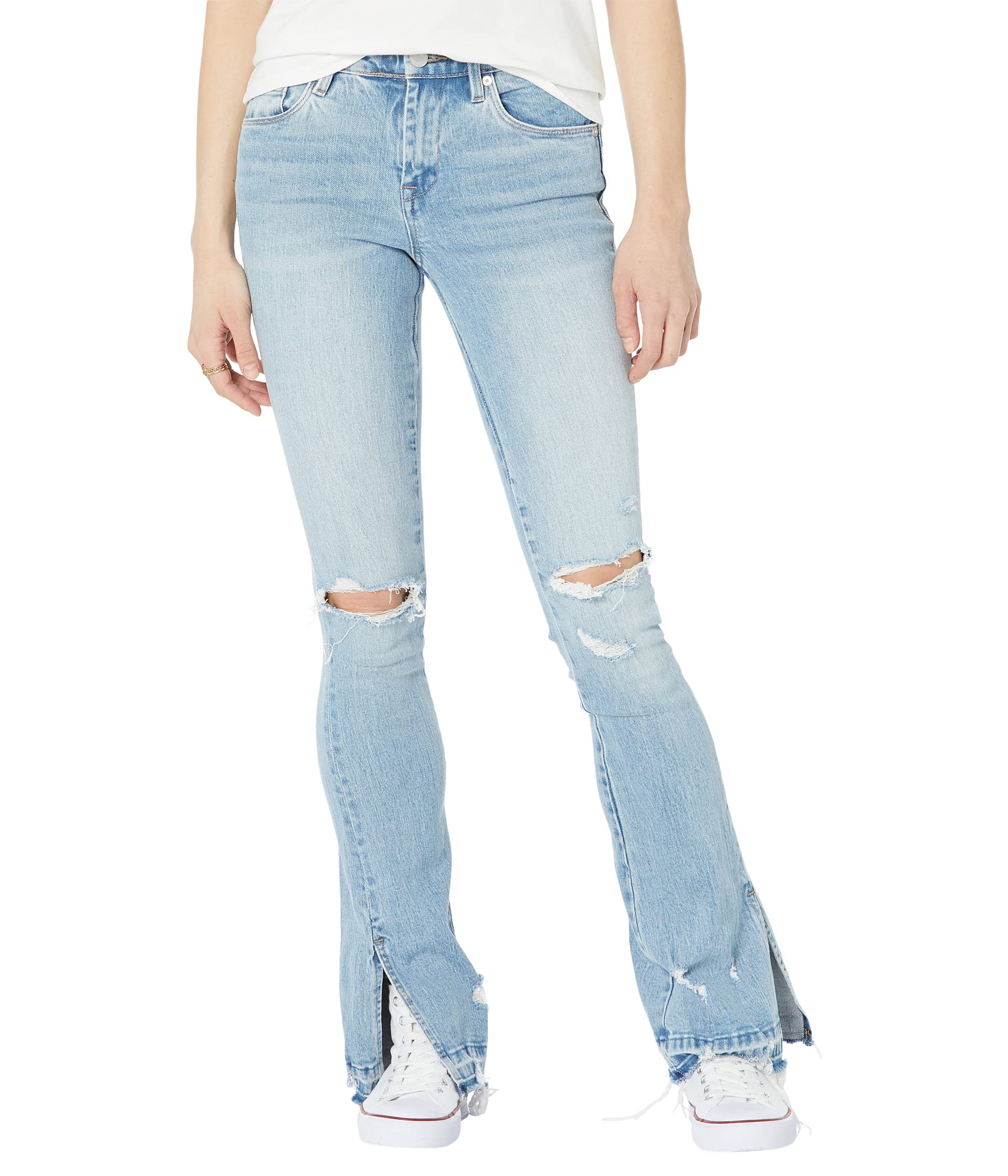 Синие джинсовые джинсы Hoyt Mini Boot с рваными коленями и разрезами по бокам Blank NYC