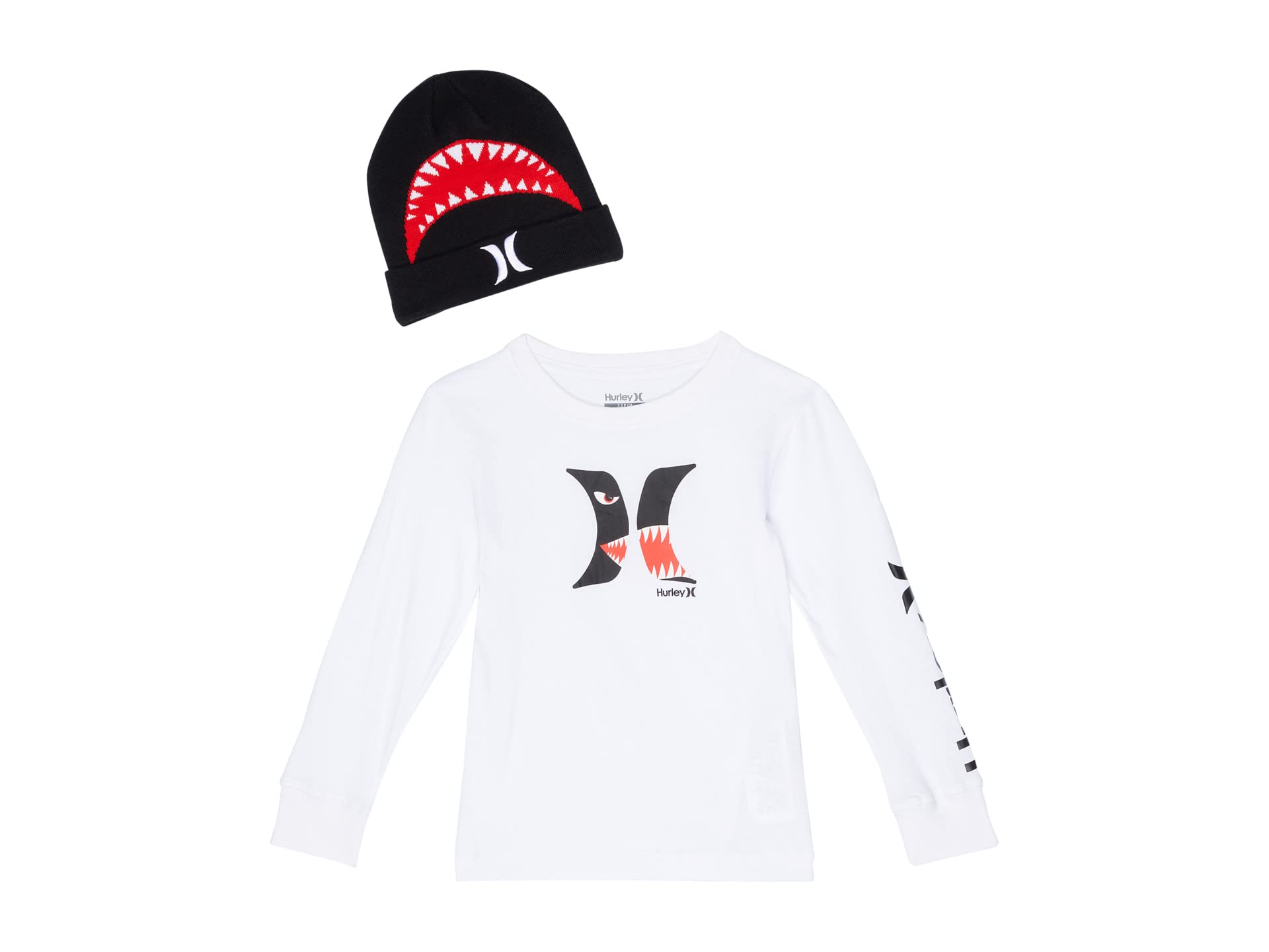 Long Sleeve Graphic T-Shirt and Beanie Gift Set (Big Kids) Hurley