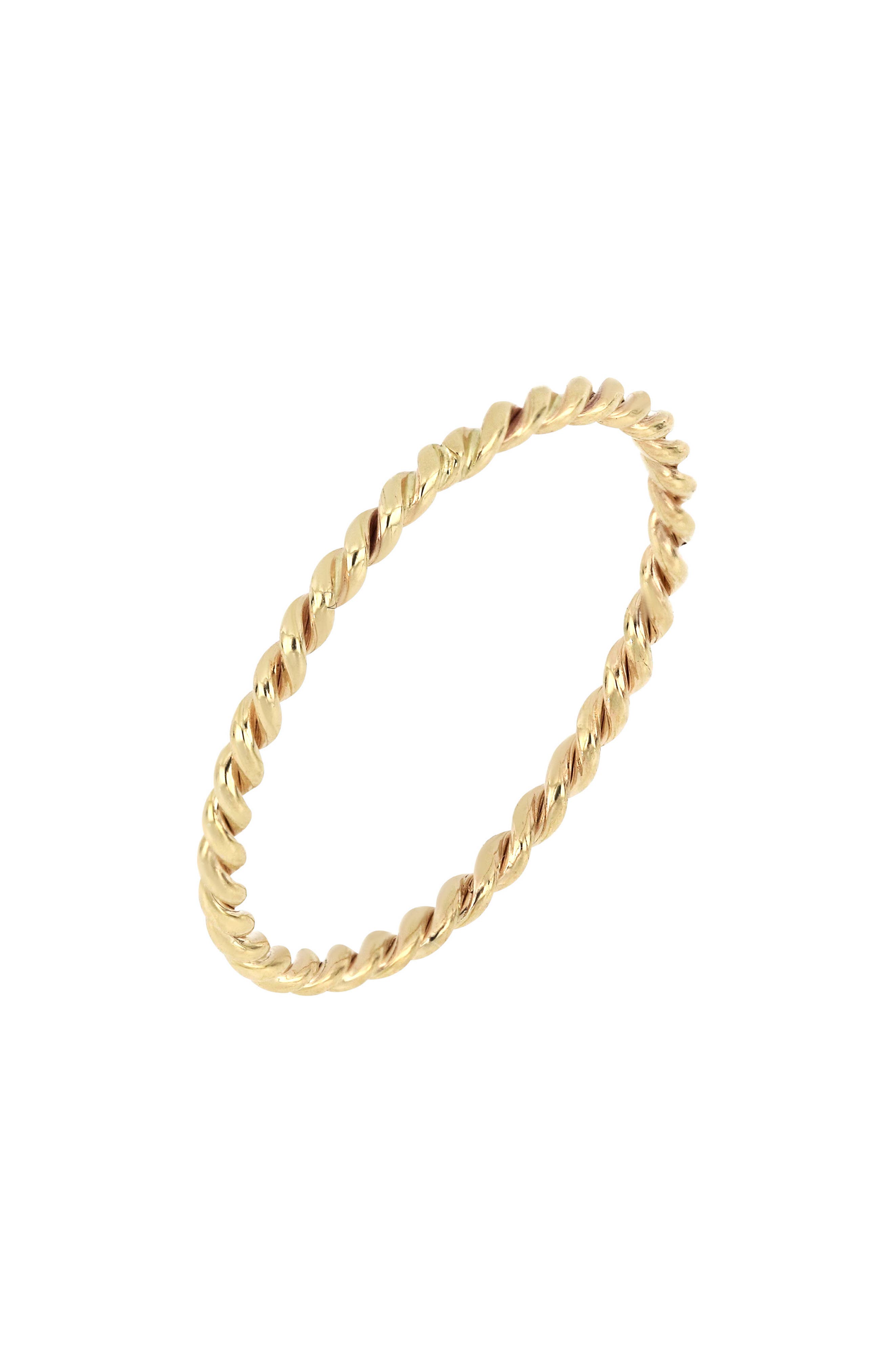 14K Gold Thin Twisted Stacking Ring Bony Levy
