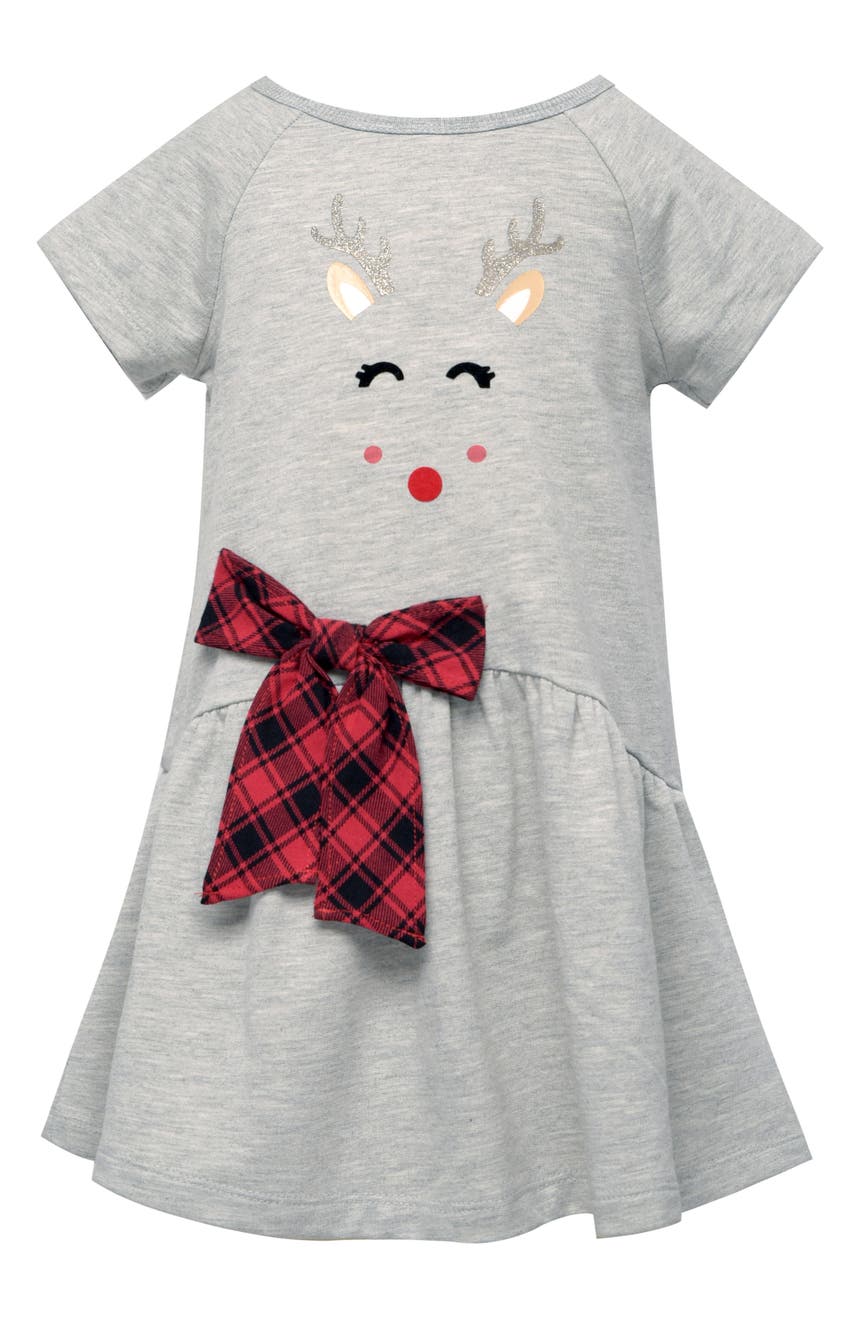 Kids' Appliqué Reindeer Short Sleeve Dress Truly Me