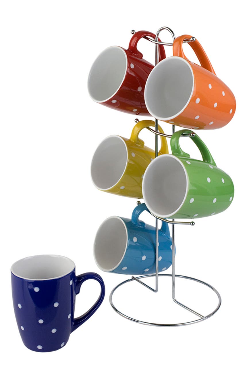 Polka Dot Print Mug 6-Piece Set HOME BASICS