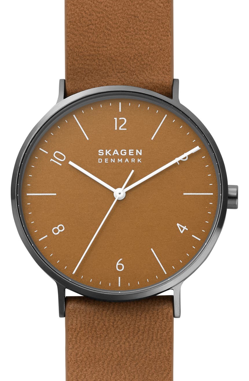 Часы Aaren Naturals с ремешком из искусственной кожи, 36 мм Skagen