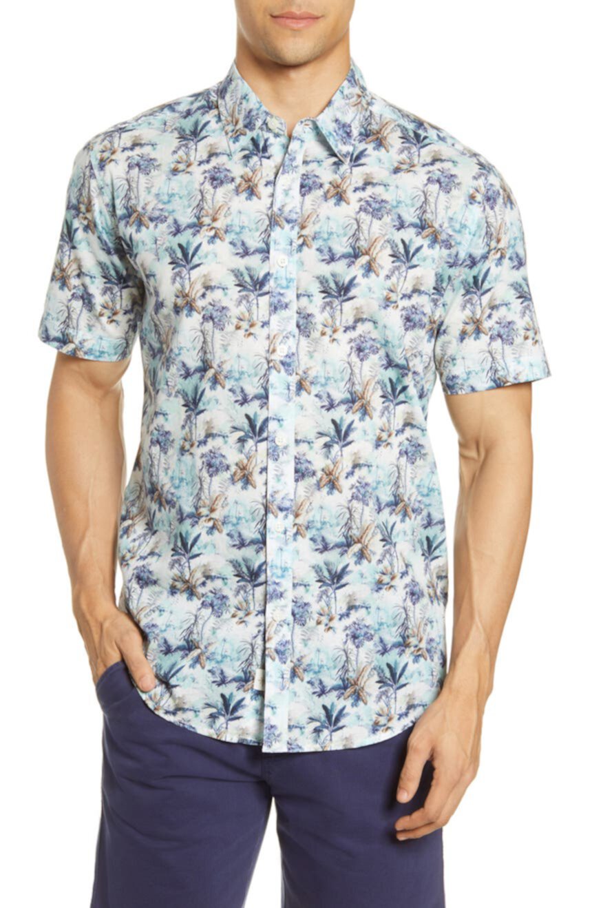 Рубашка с короткими рукавами и принтом пальм Paradiso, стандартный крой COASTAORO