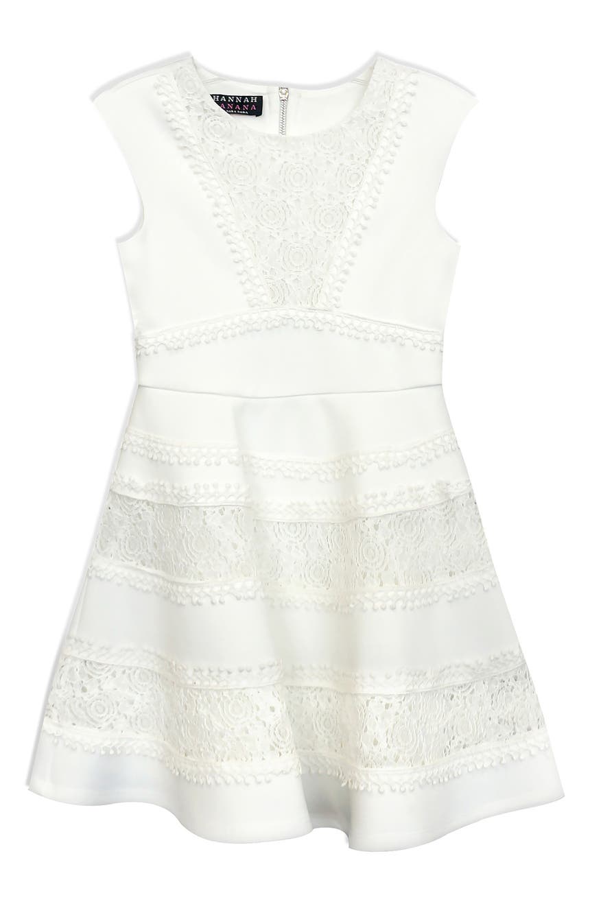Cap Sleeve Inset Lace Fit & Flare Dress Truly Me